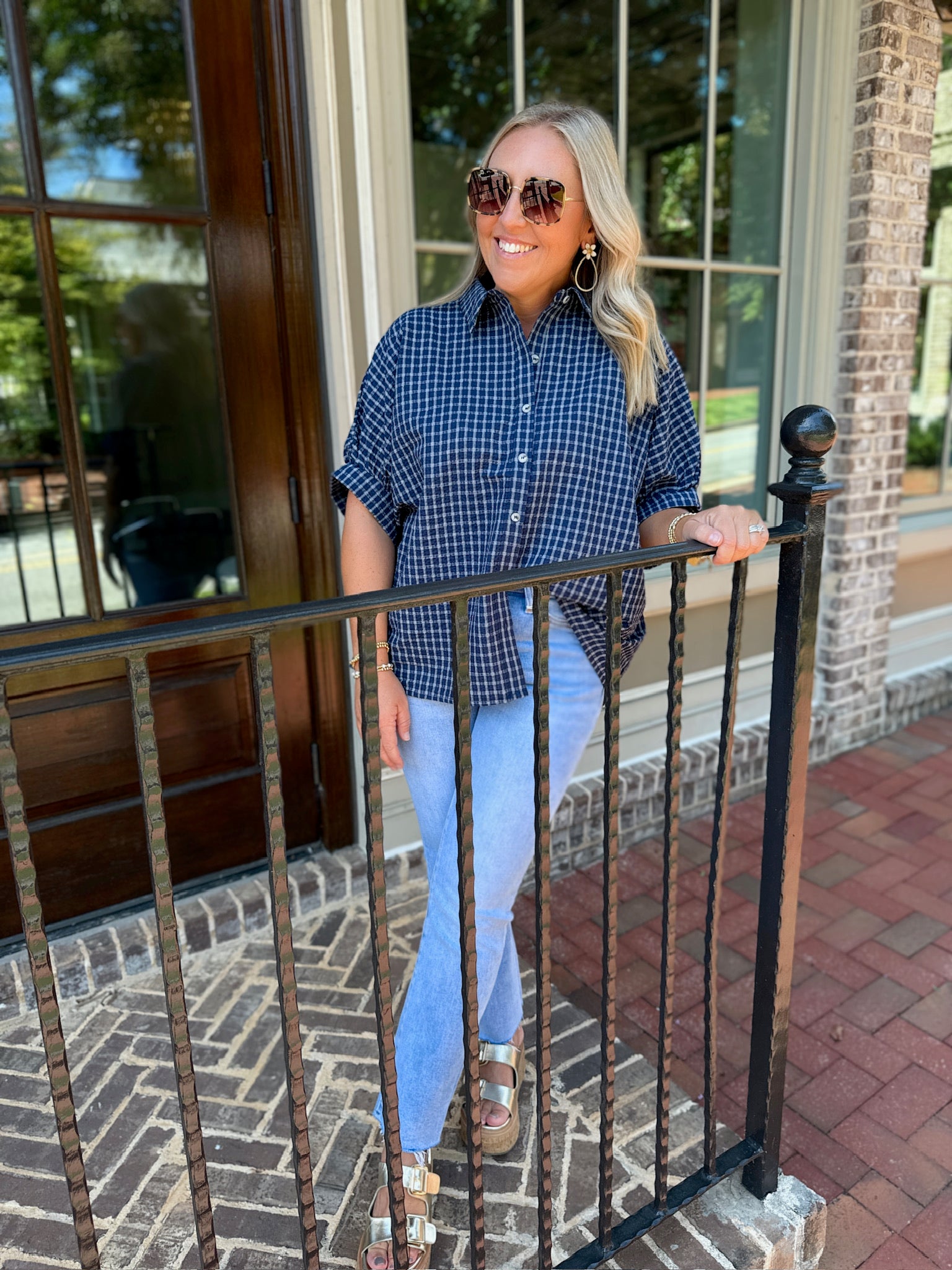 Crisp Mornings Seersucker Button Down Oversized Shirt