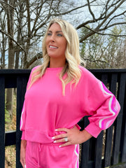Millie Capri Crush Pink Sequin Sleeve Sweatshirt