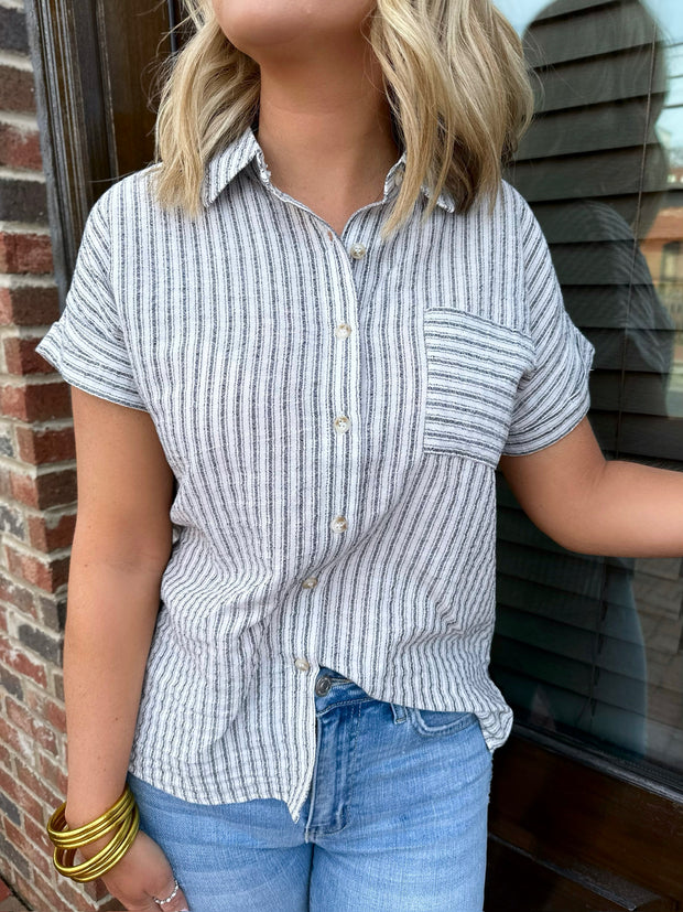 Keeping Up With Naturals Button Down Top