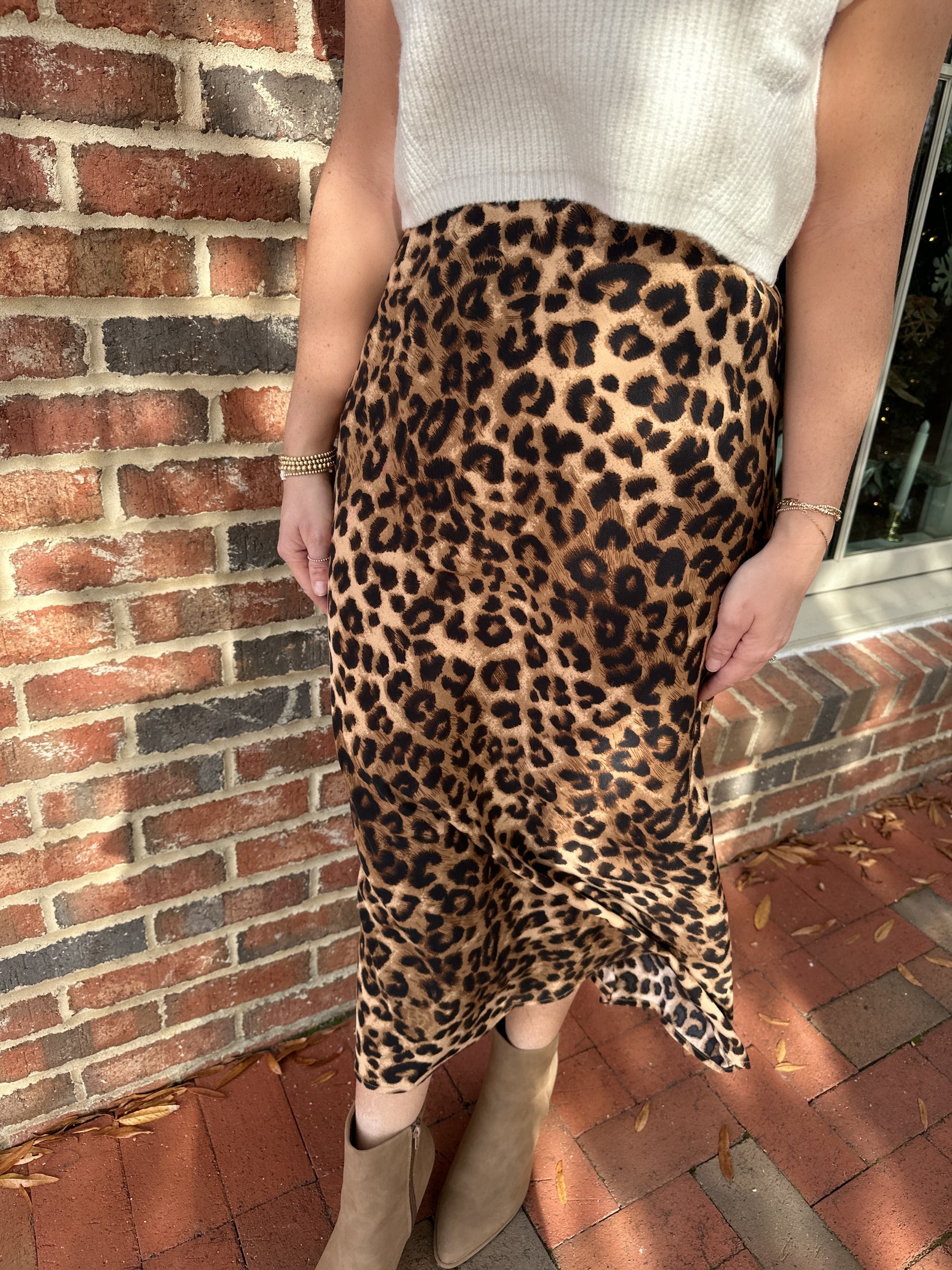 Dress Me Up In Leopard Silk Midi Skirt