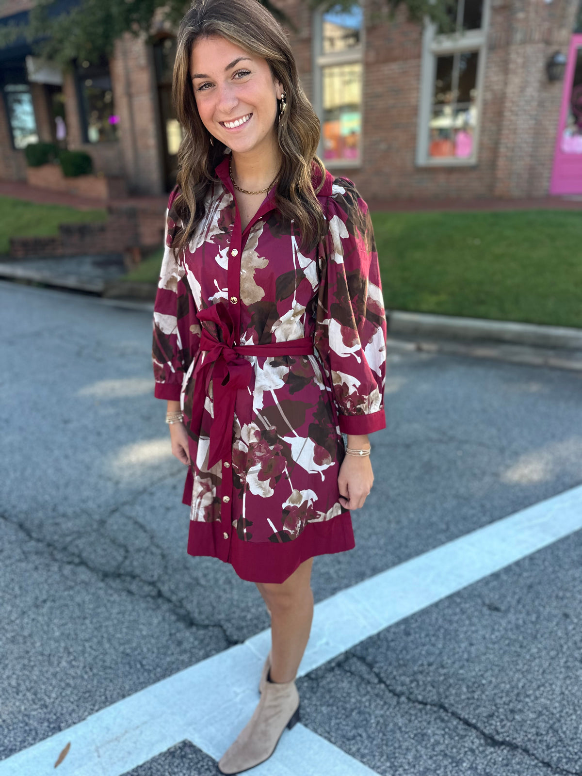 Cabernet Crush Collar Midi Dress