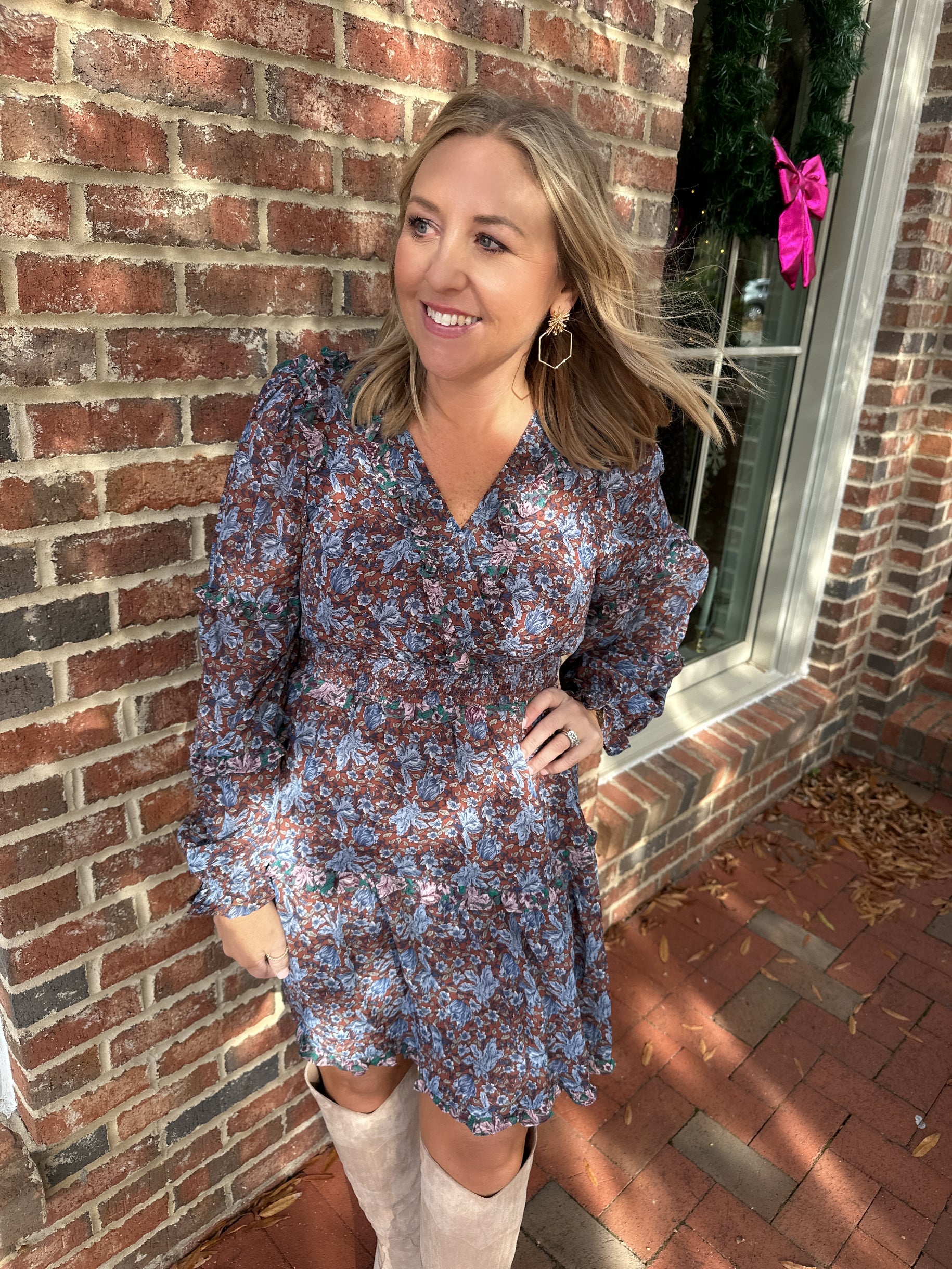 Fancy Like Floral Tiered V-neck Mini Dress