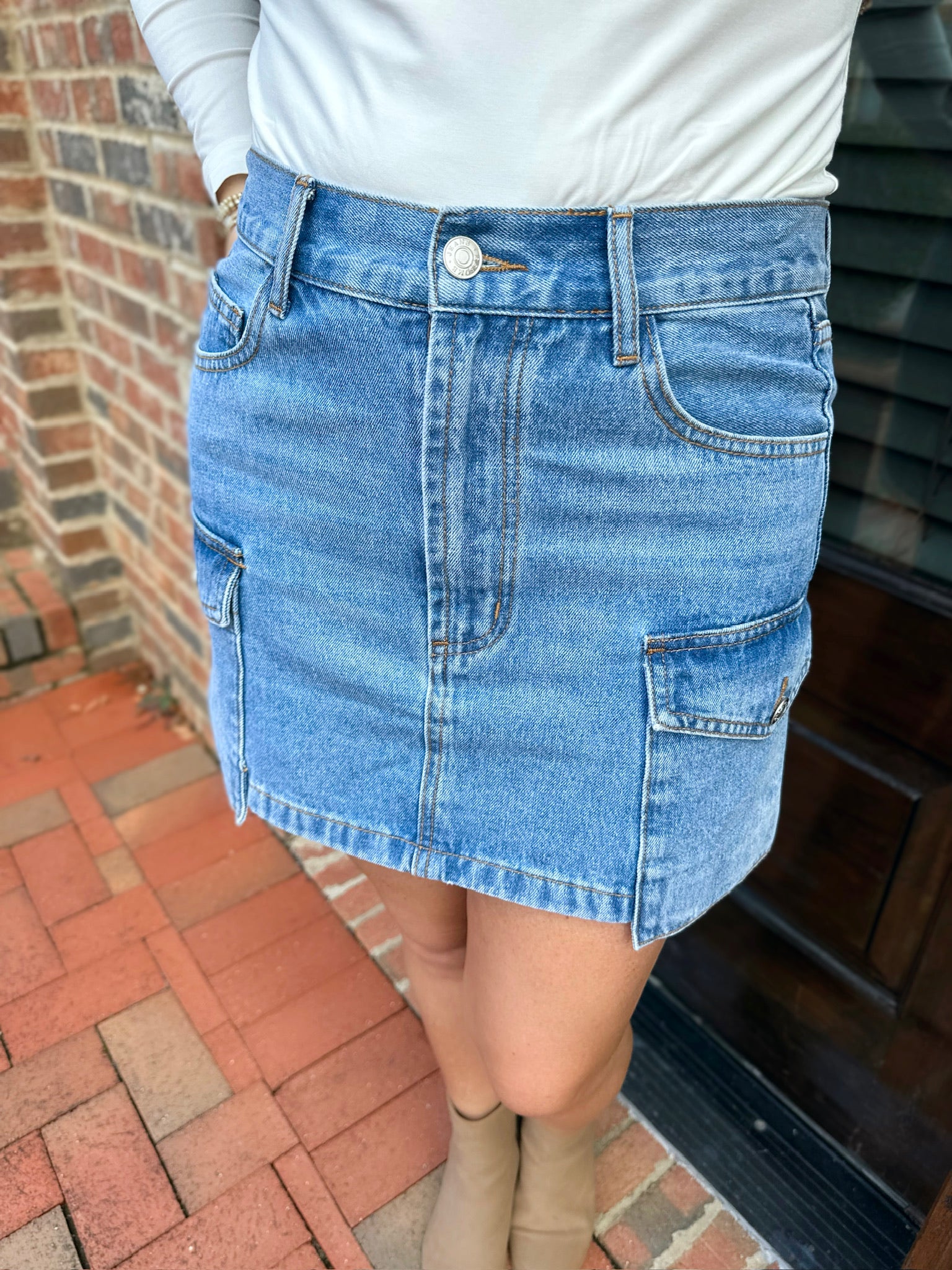 Magic Gaze Denim Cargo Mini Skirt