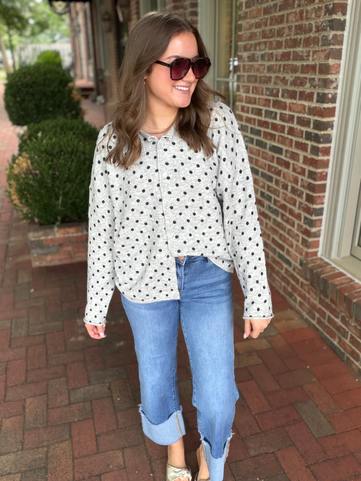 Dot About You Button Down Knit Cardigan