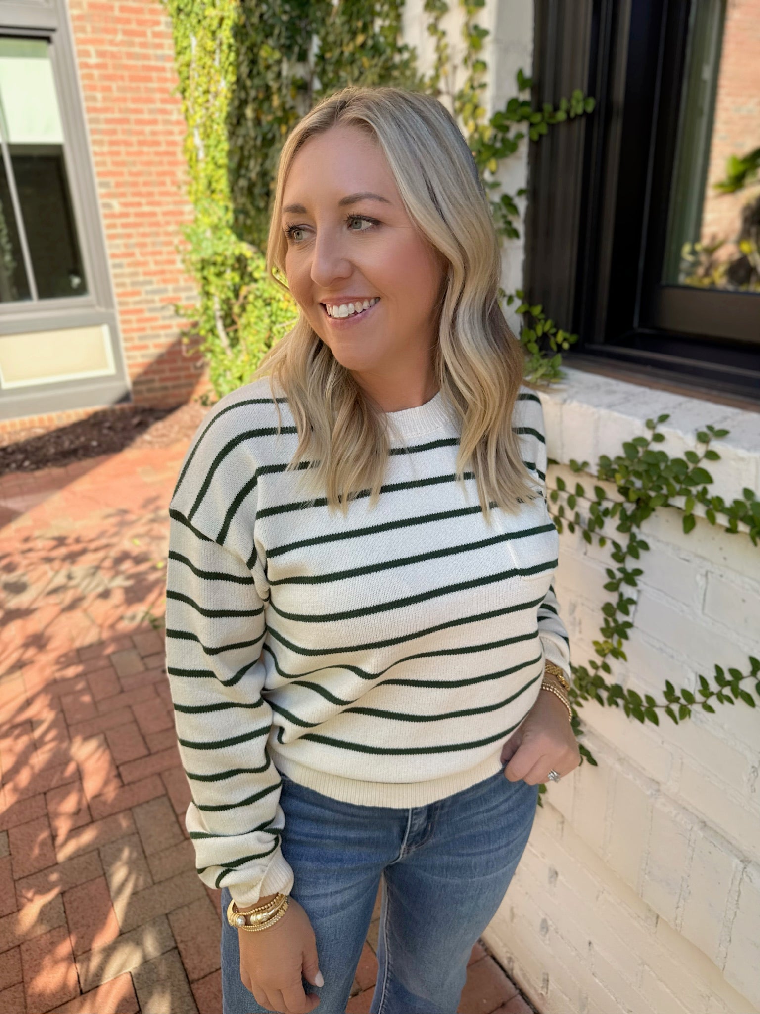 We Sure Love Stripes Knit Sweater In Green