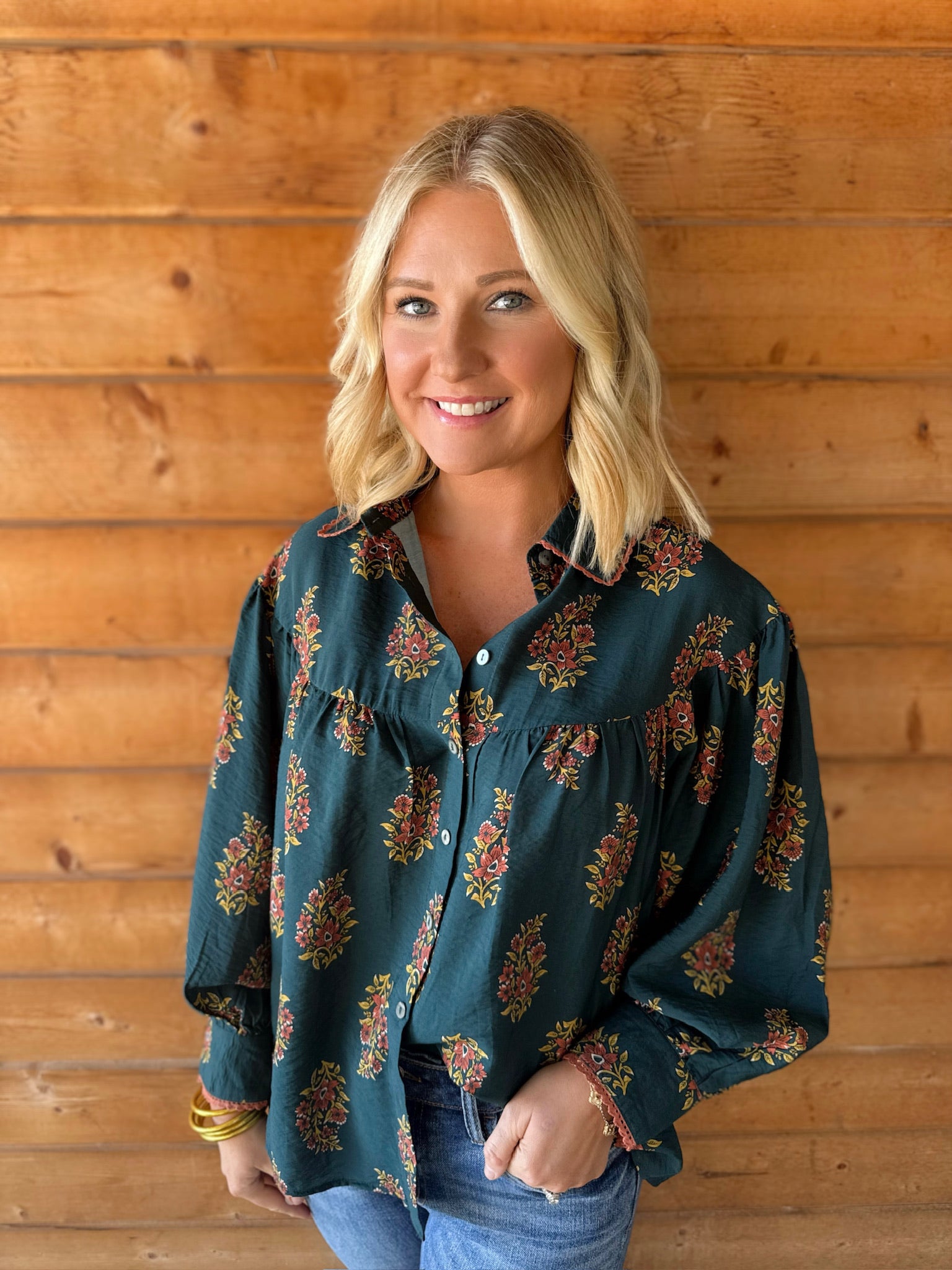 All About You Floral Button Down Top