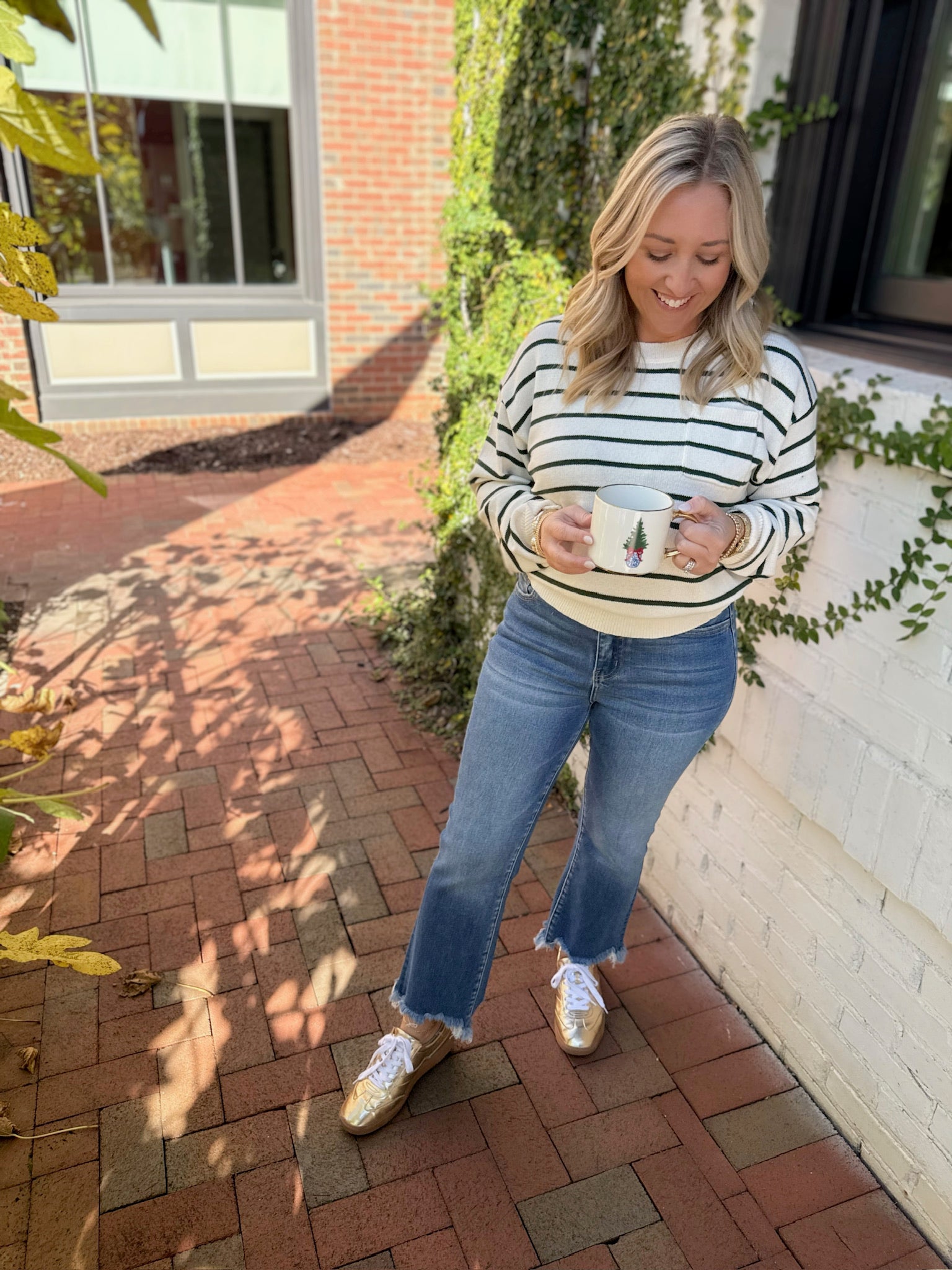 We Sure Love Stripes Knit Sweater In Green