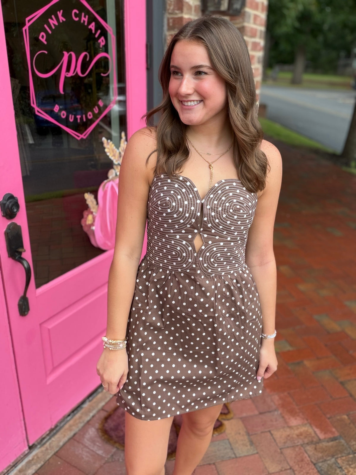 Cocoa Dotted Mini Dress