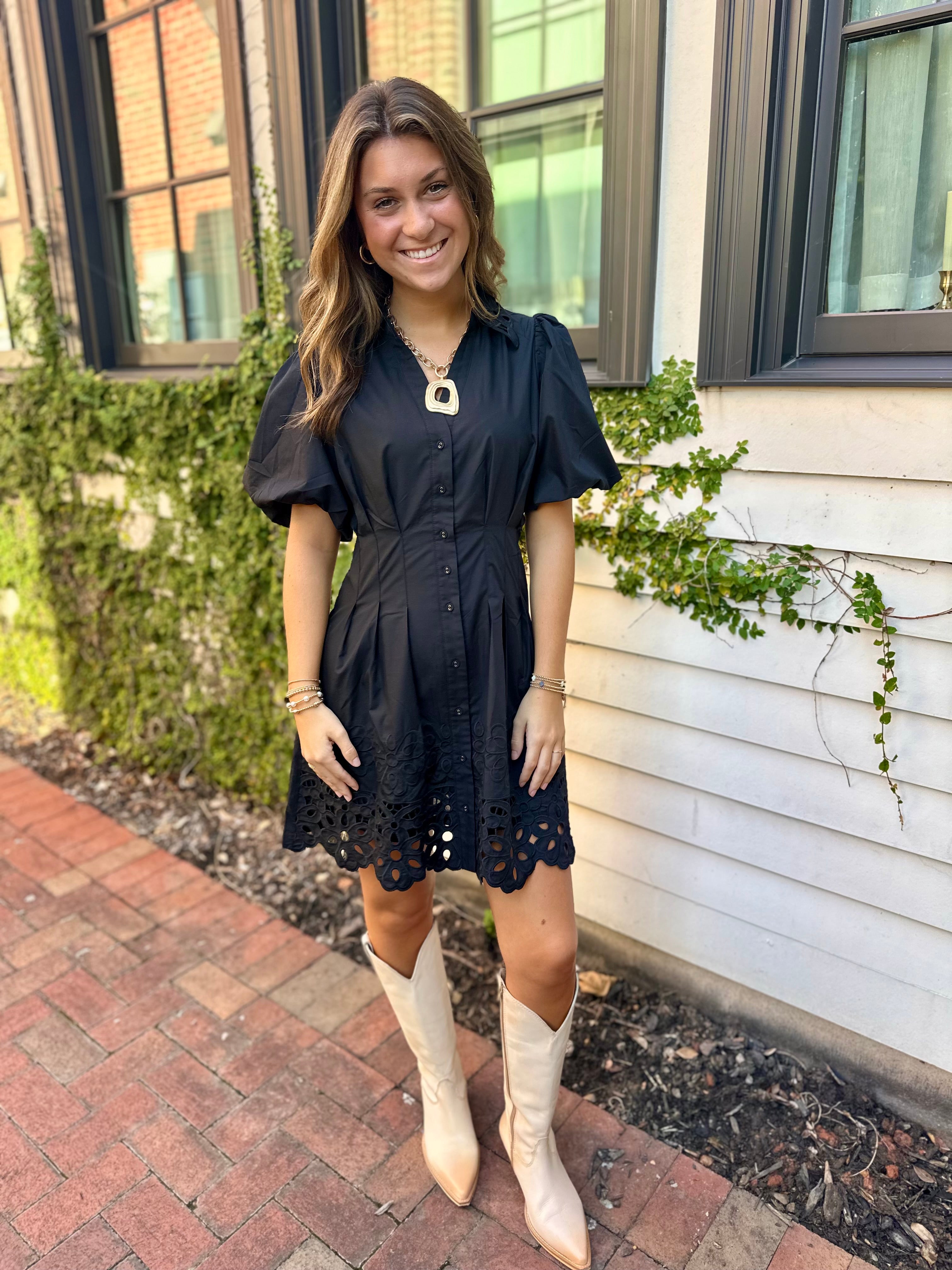 Night Out Black Eyelet Dress