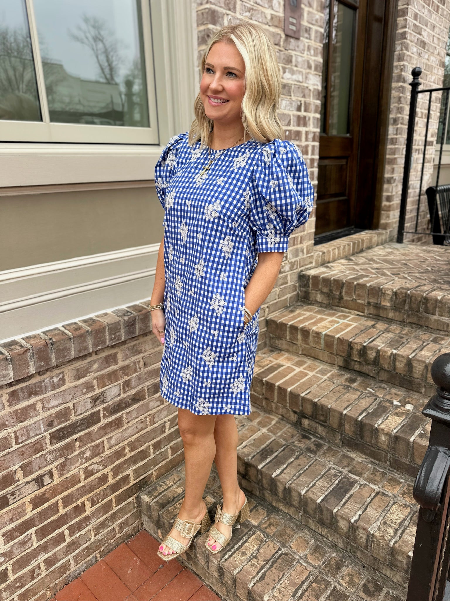 Small Town Gingham Print Detail Mini Dress
