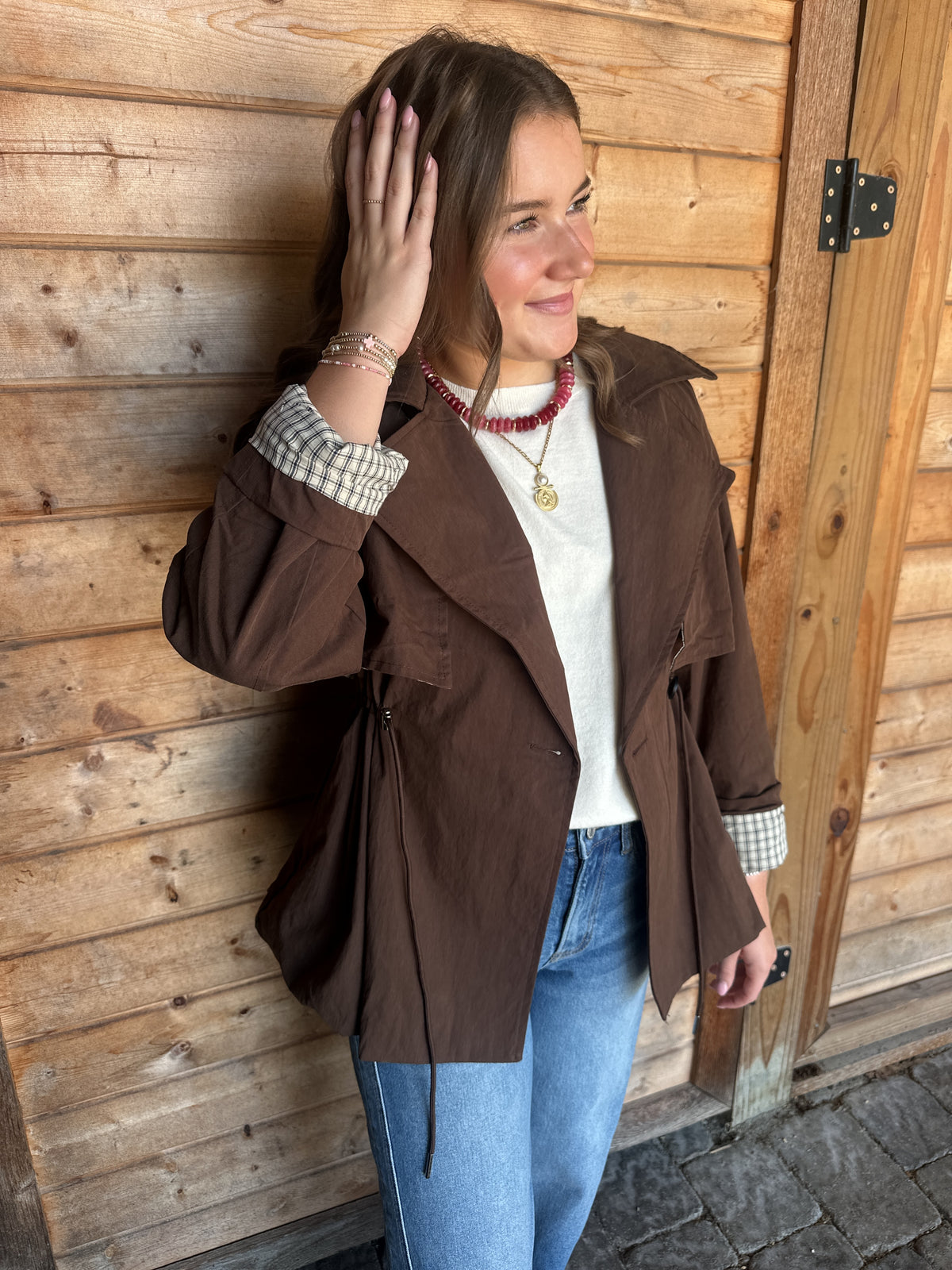 Brownstone Jacket with Cinched Waist