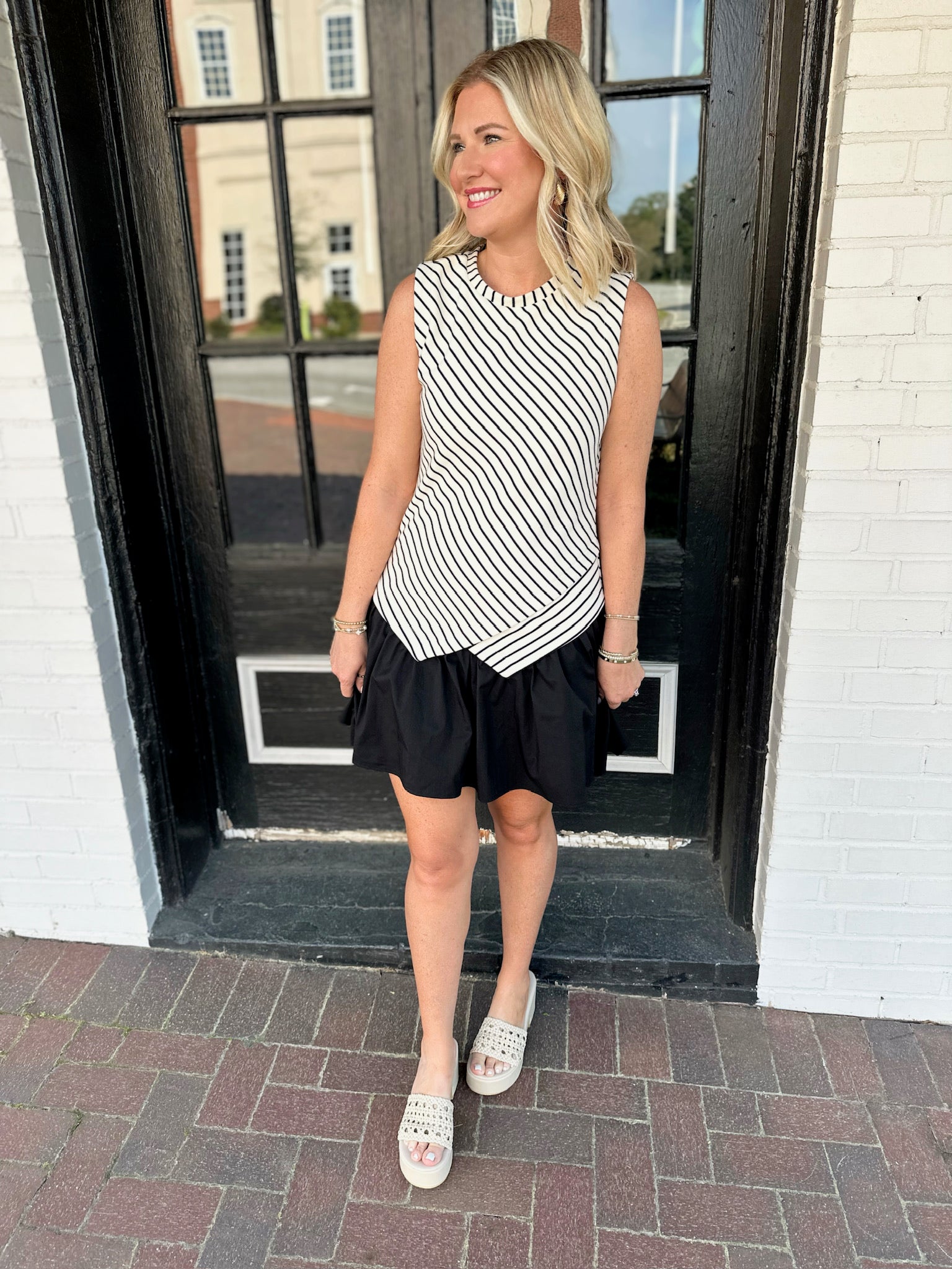 Tell Me When Striped Bubble Mini Dress