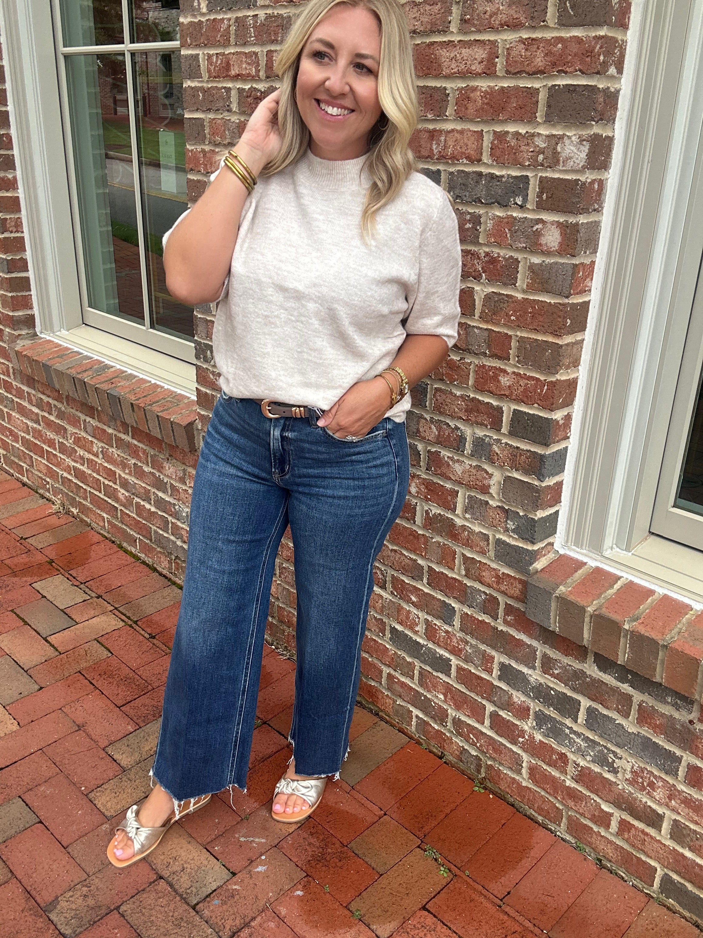 Daily Favorite Crewneck Short Sleeve Sweater in Oatmeal
