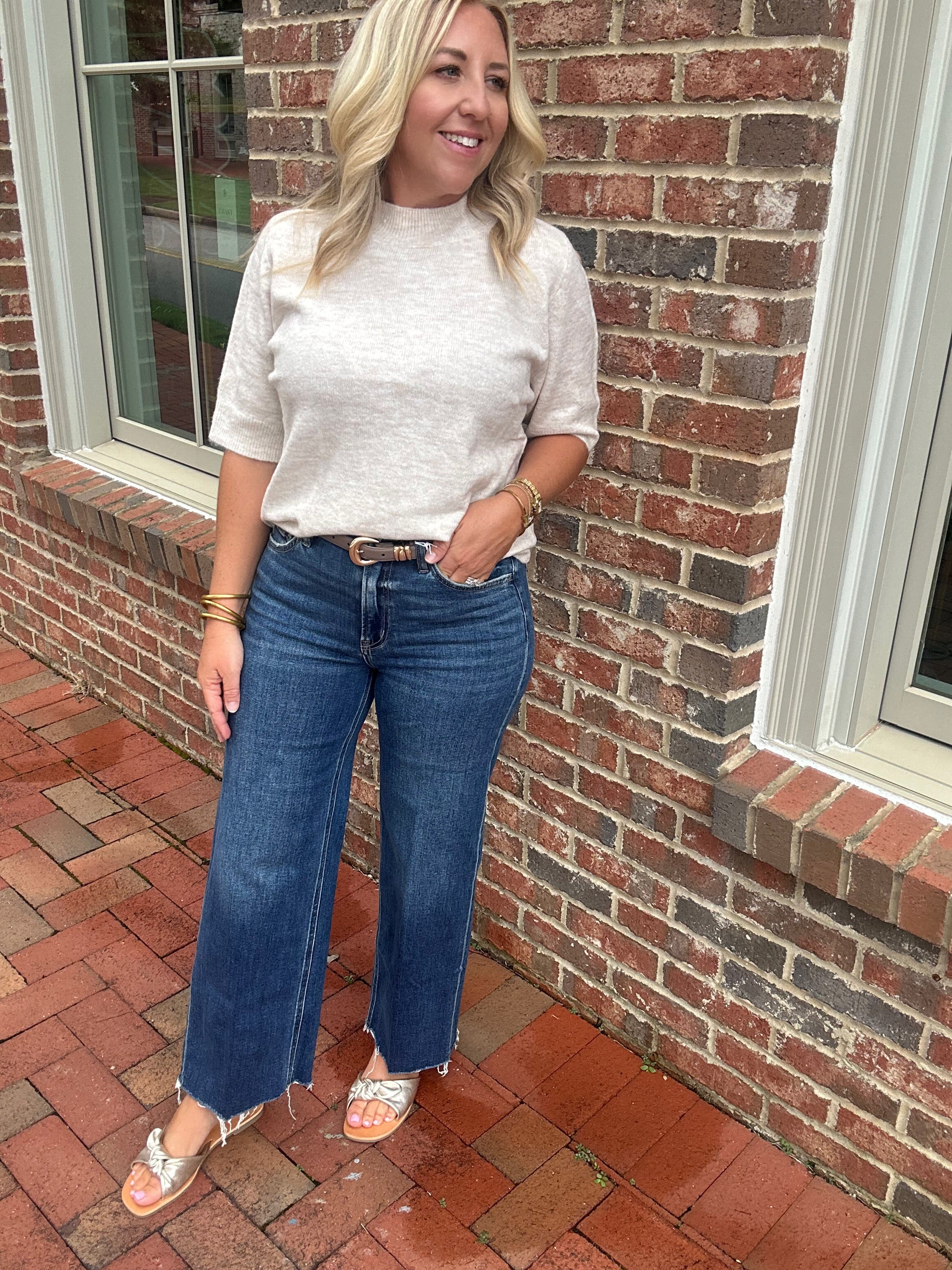 Daily Favorite Crewneck Short Sleeve Sweater in Oatmeal