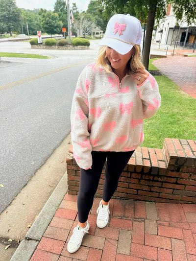 Bows Sherpa Pullover Sweatshirt