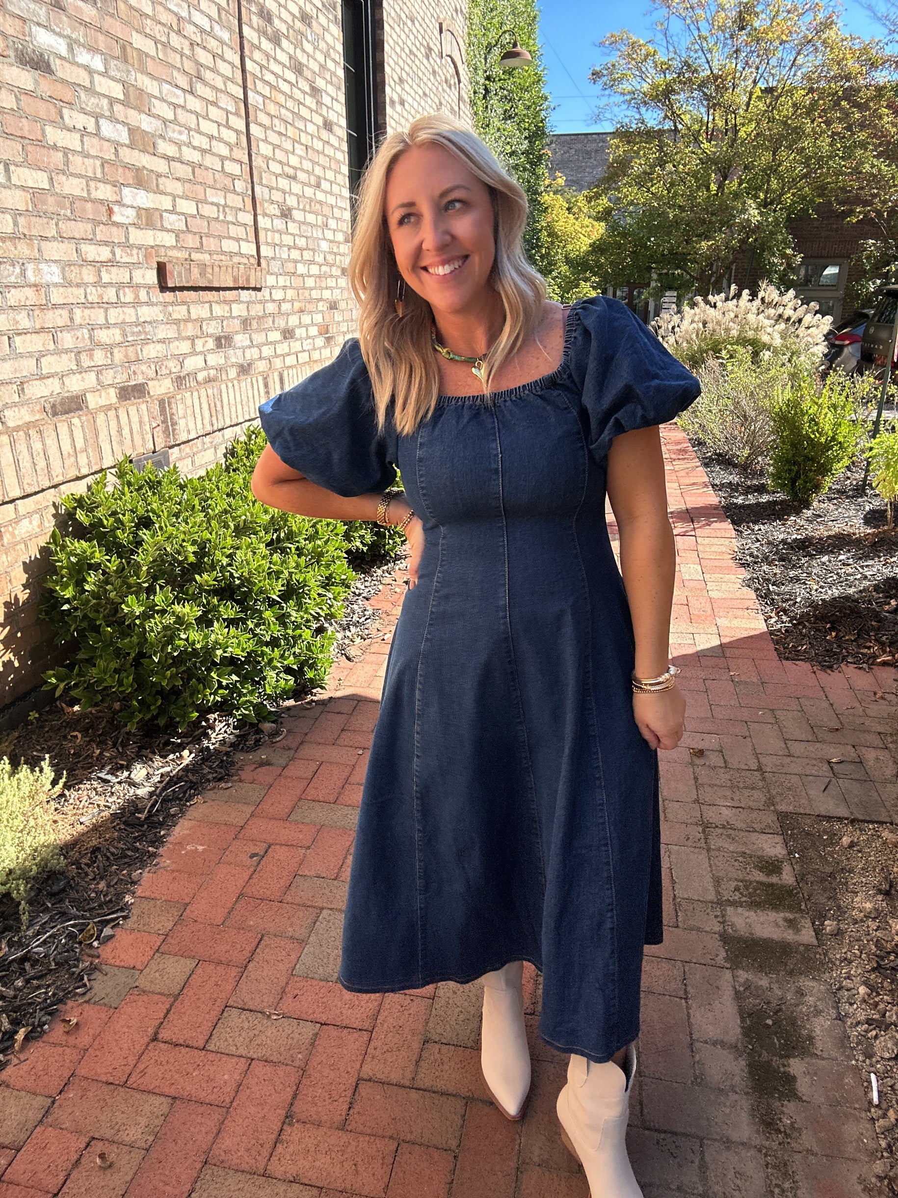 Keep Loving Denim Midi Dress