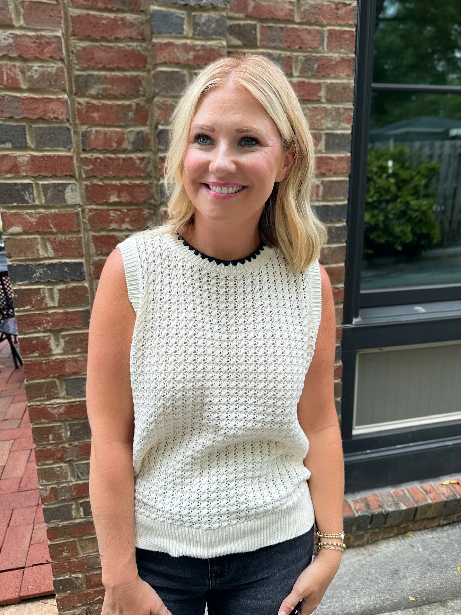 The Hard Choice Scalloped Trim Sleeveless Sweater