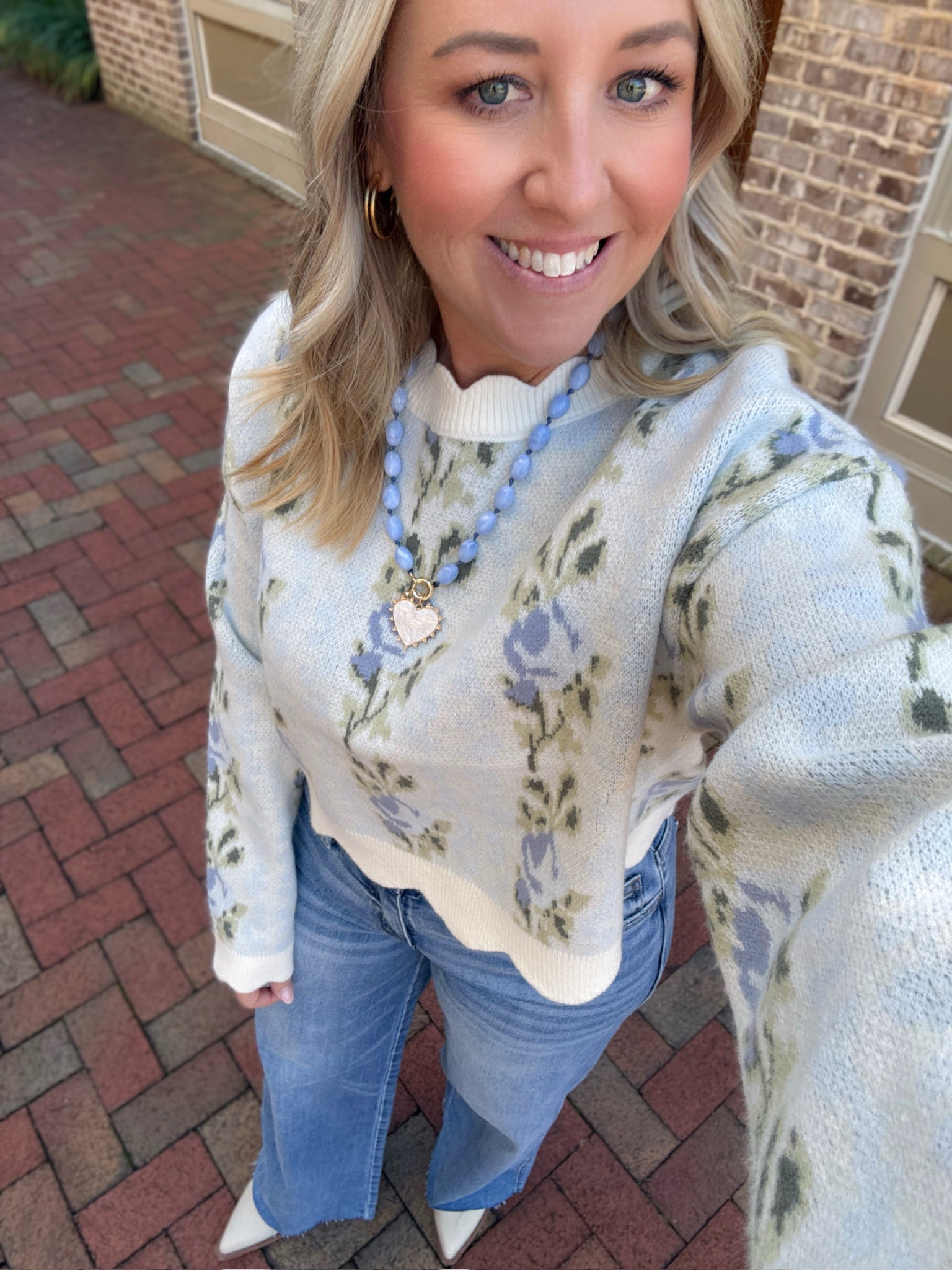 Love of A Women Jacquard Scalloped Sweater