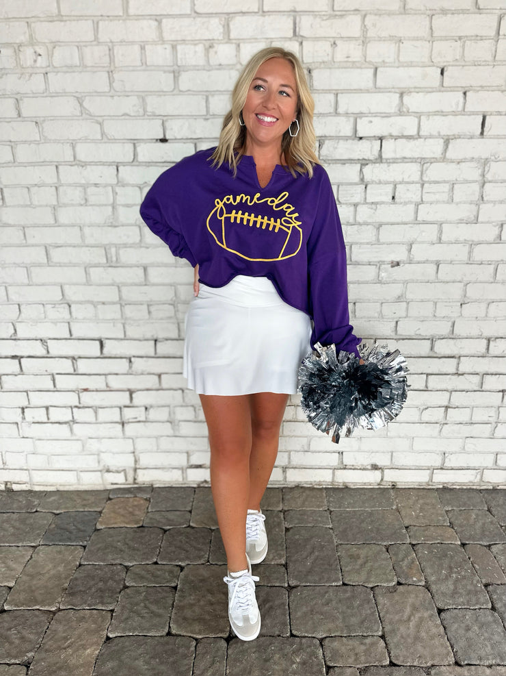 Purple Gameday Cropped Sweatshirt