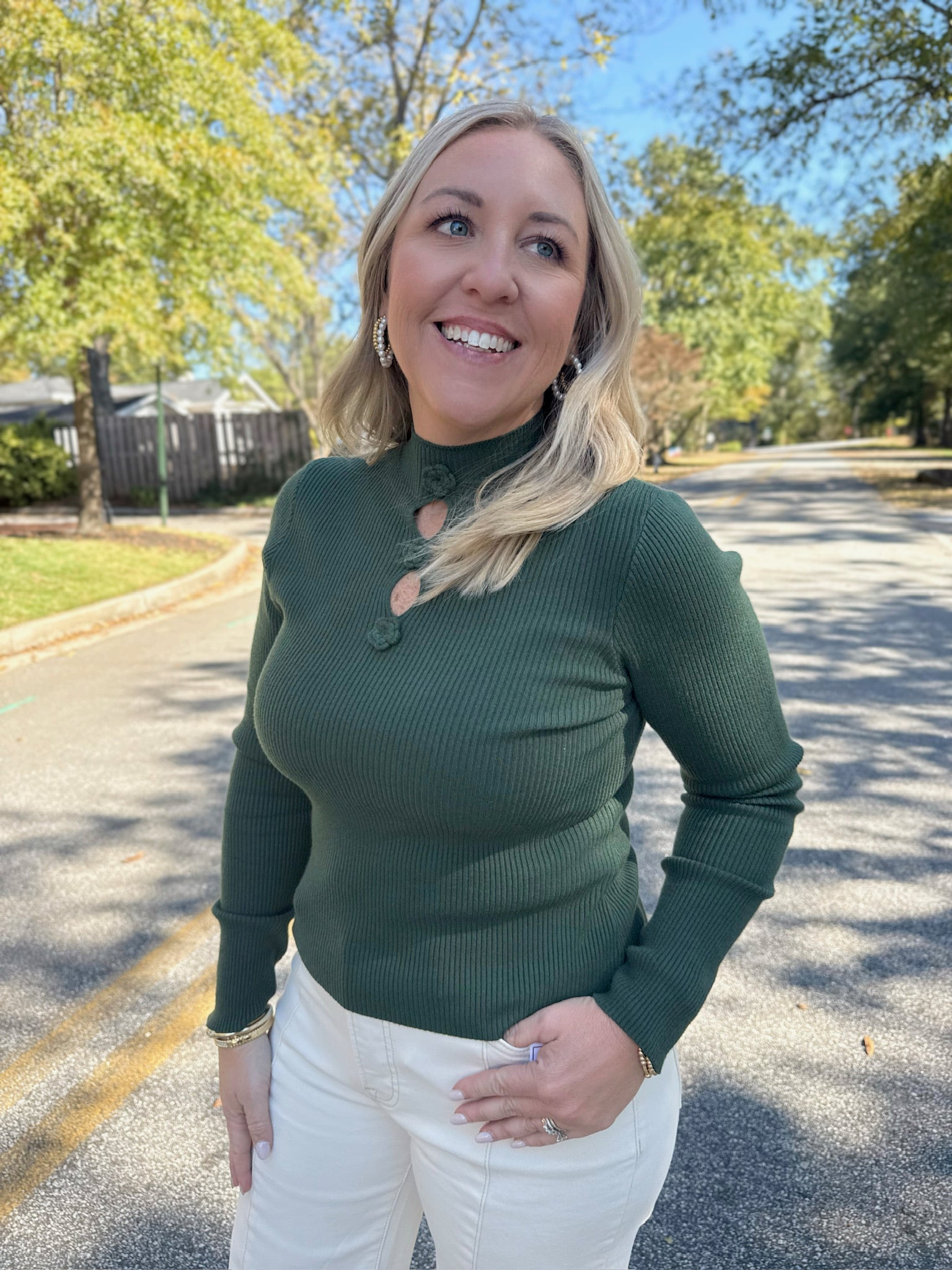 Learn To Dance Rib Mock Neck Sweater