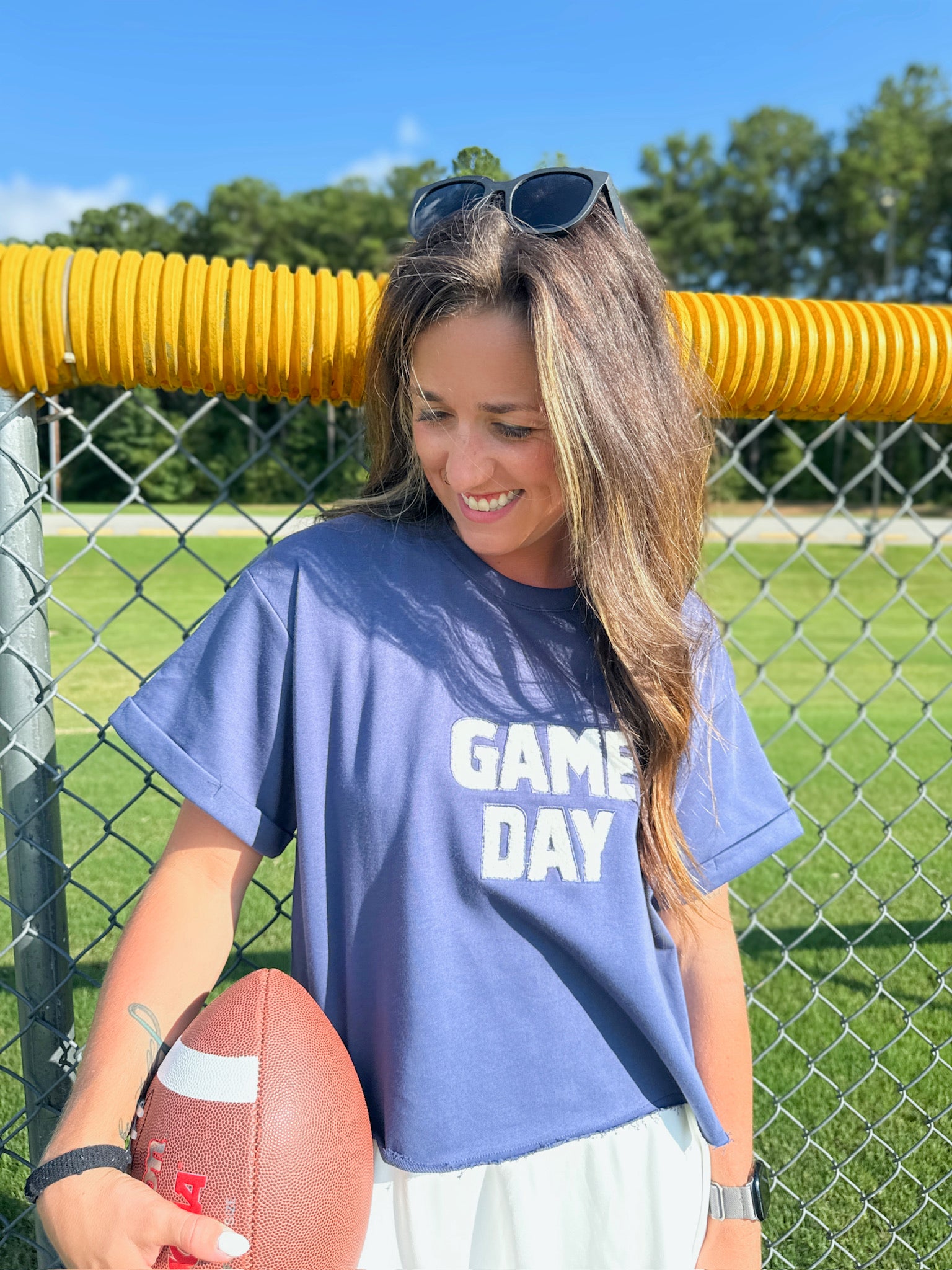 Game Day Short Sleeve Top in Navy