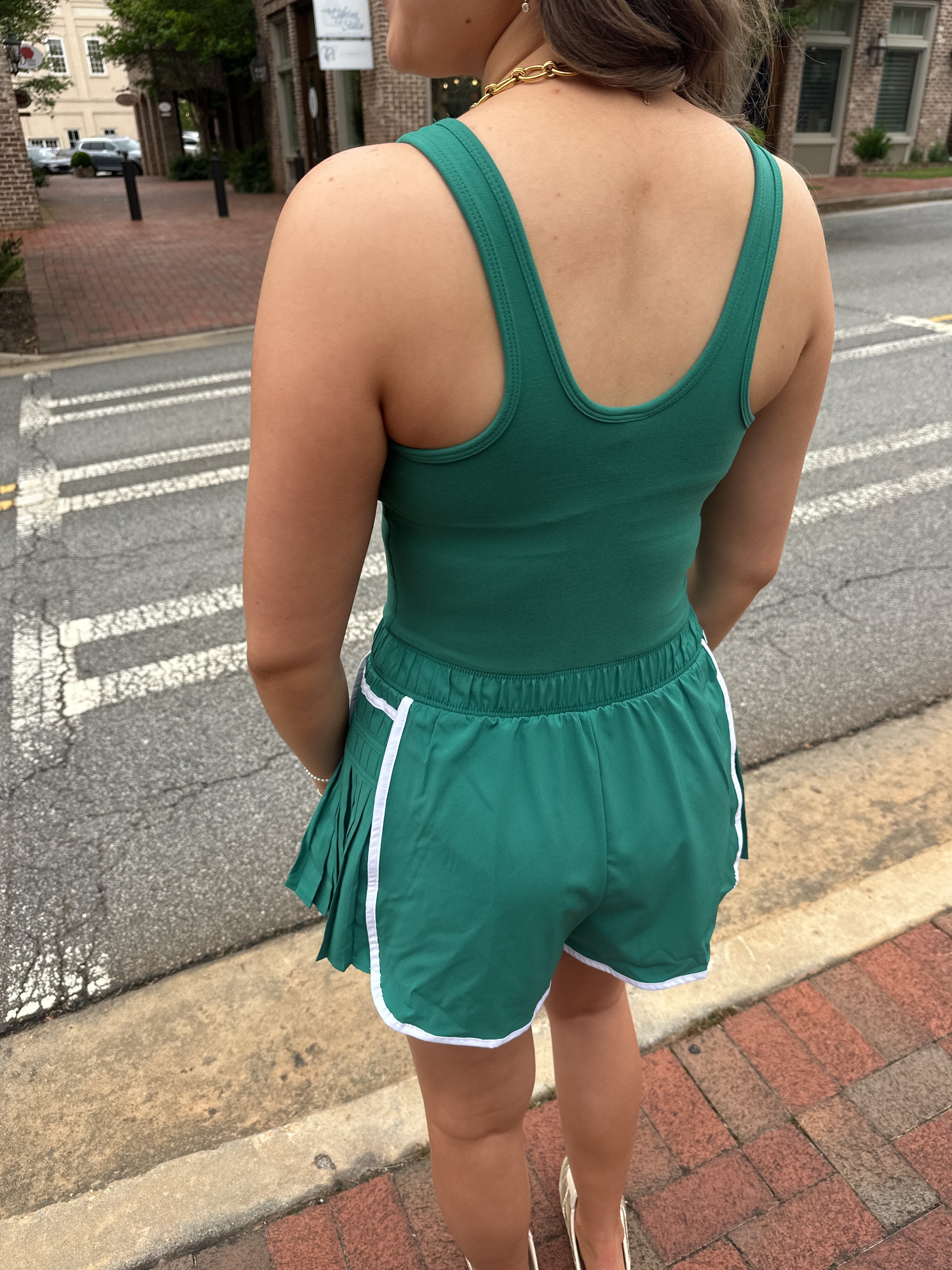 Just Go With It Active Romper in Kelly Green