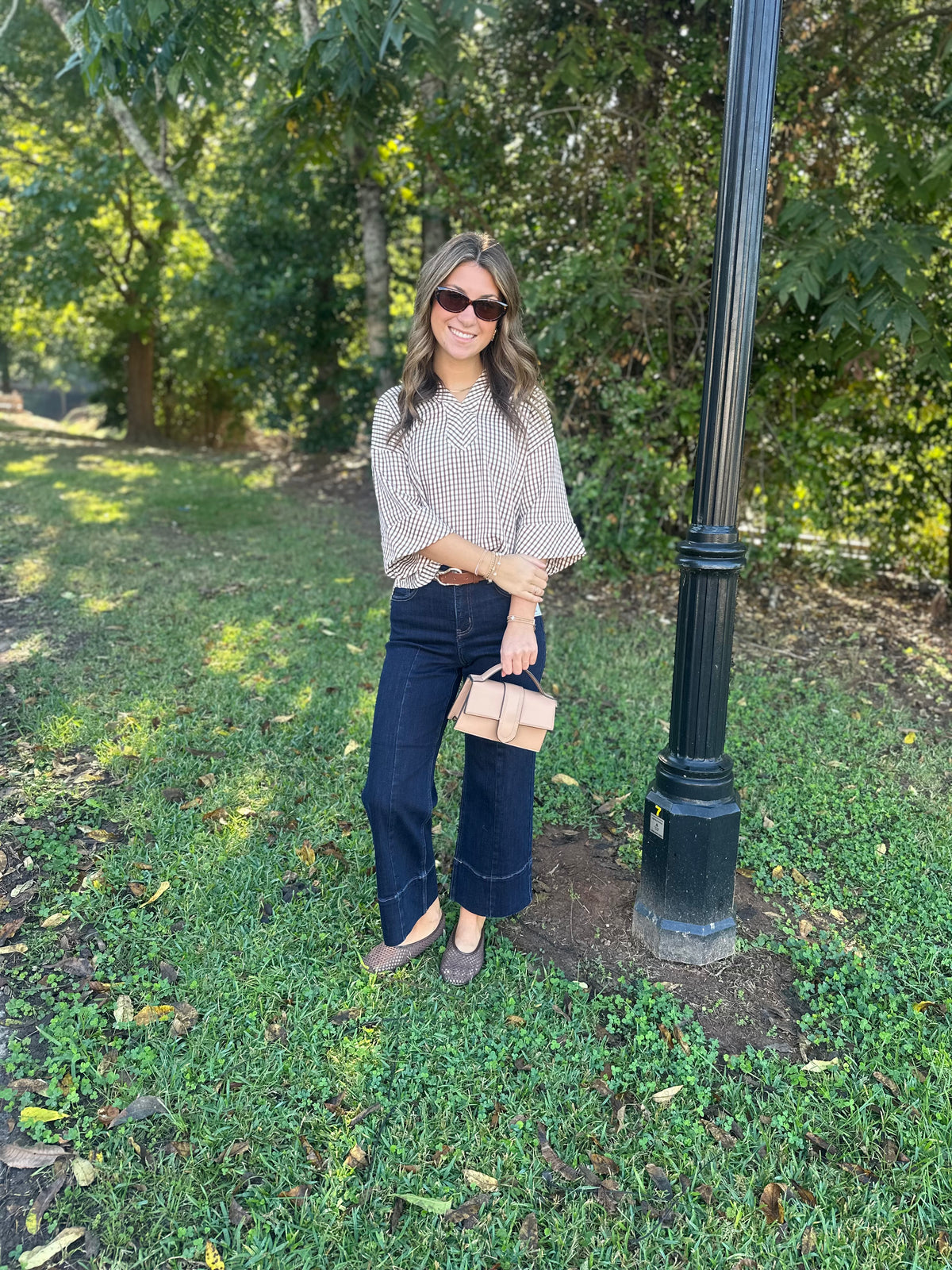 Where the Time Goes Gingham Collared Top
