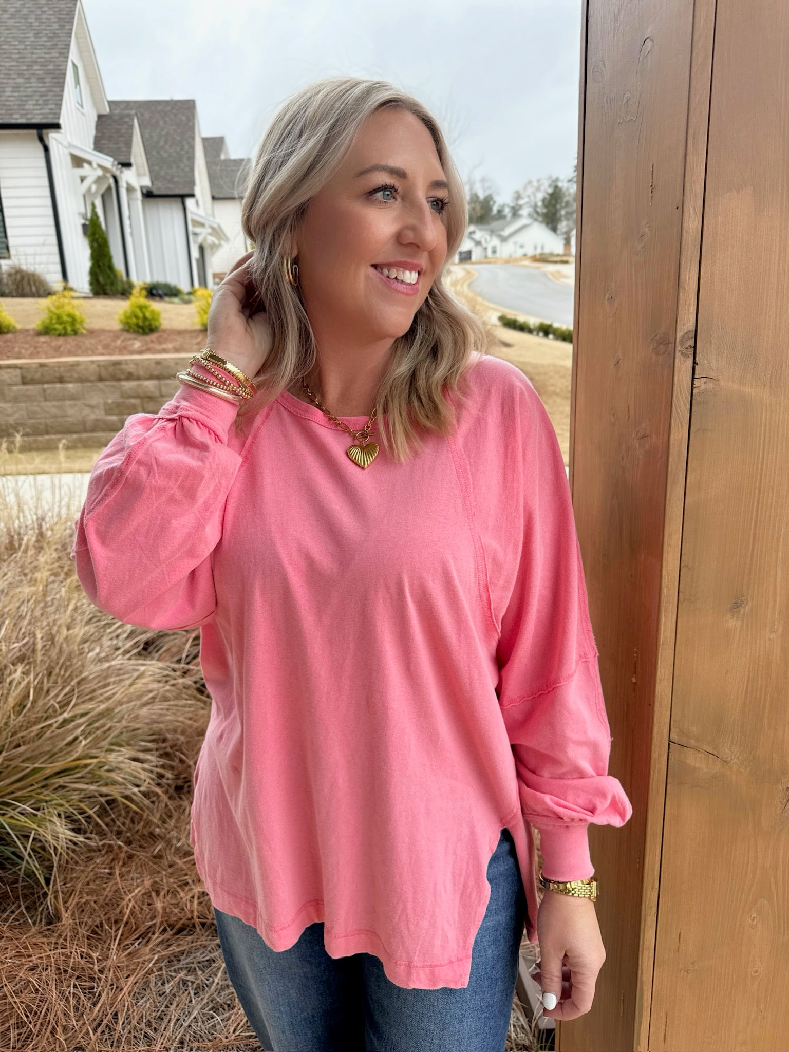 Cling To Me Crew Neck Long Sleeve Top