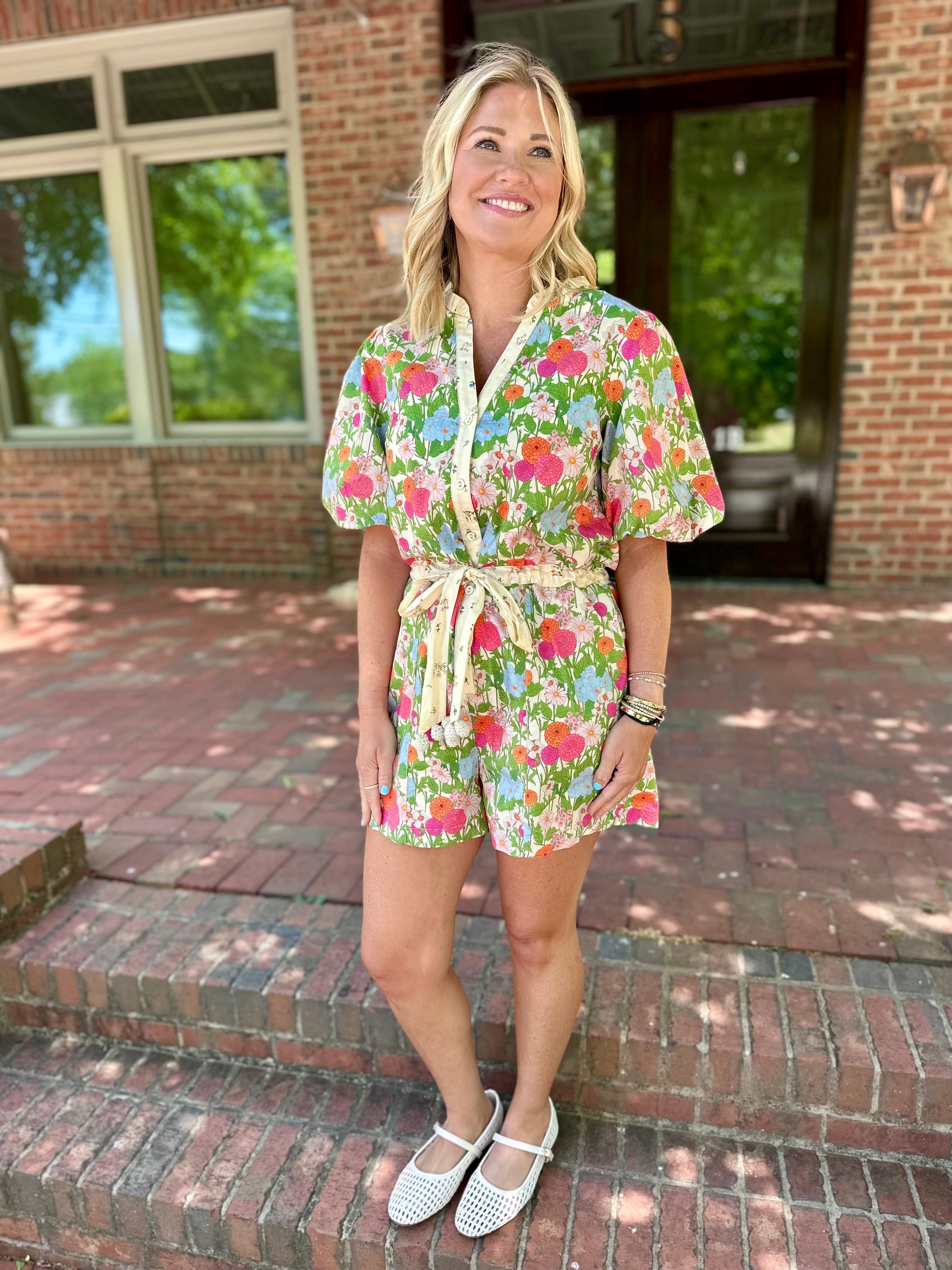 My Everything Floral Puff Sleeve Romper