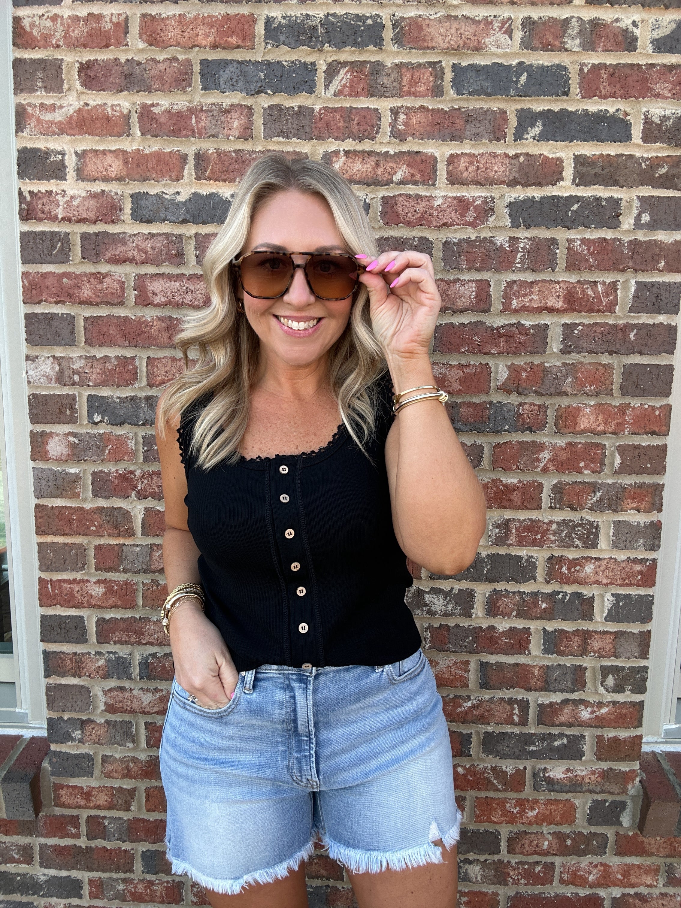 Stay A Little Bit Longer Mineral Washed Tank Top in Black