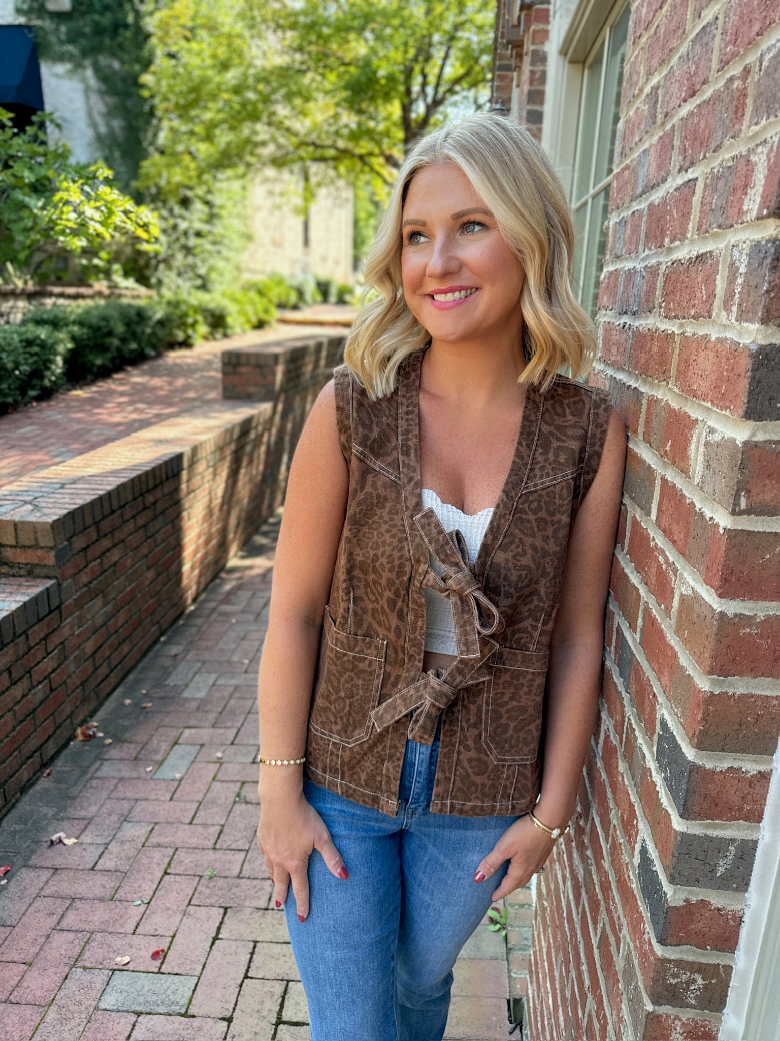 That’s For Me Leopard Front Tie Vest