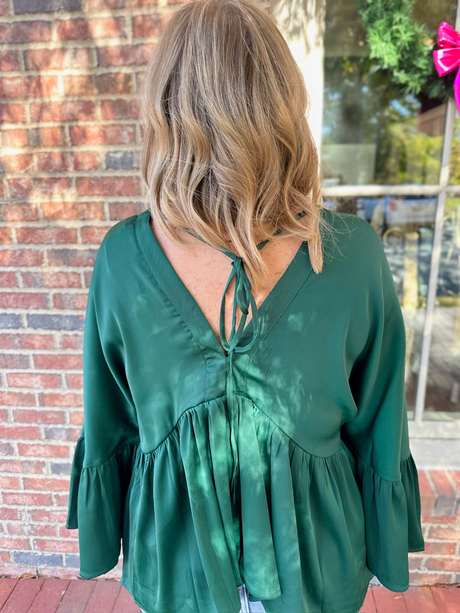 For the Moment Bell Sleeve Satin Top