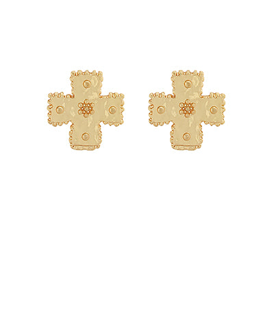 Textured Cross Stud Earrings