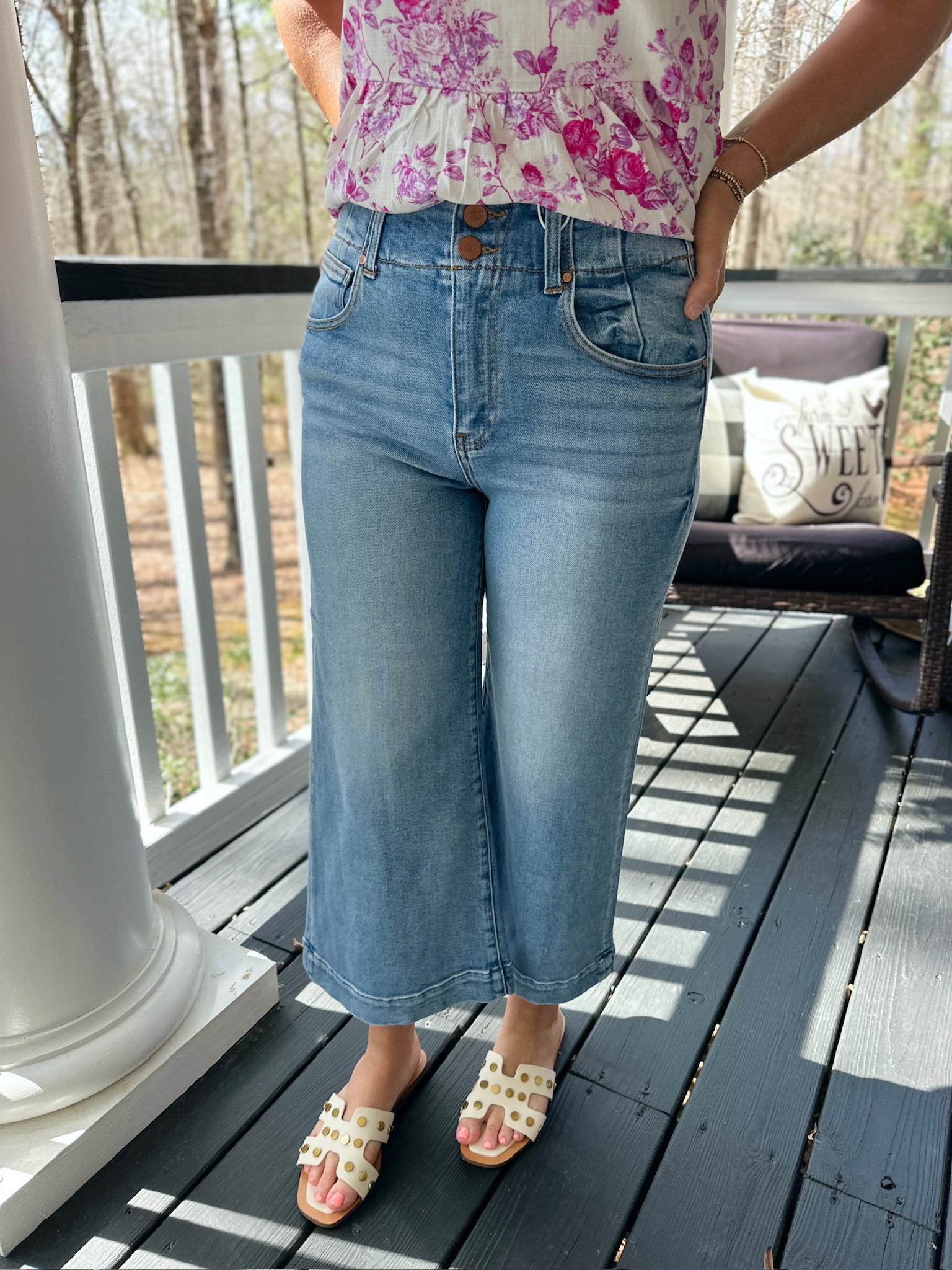 Embracing the Wide Leg Double Button High Rise Jeans