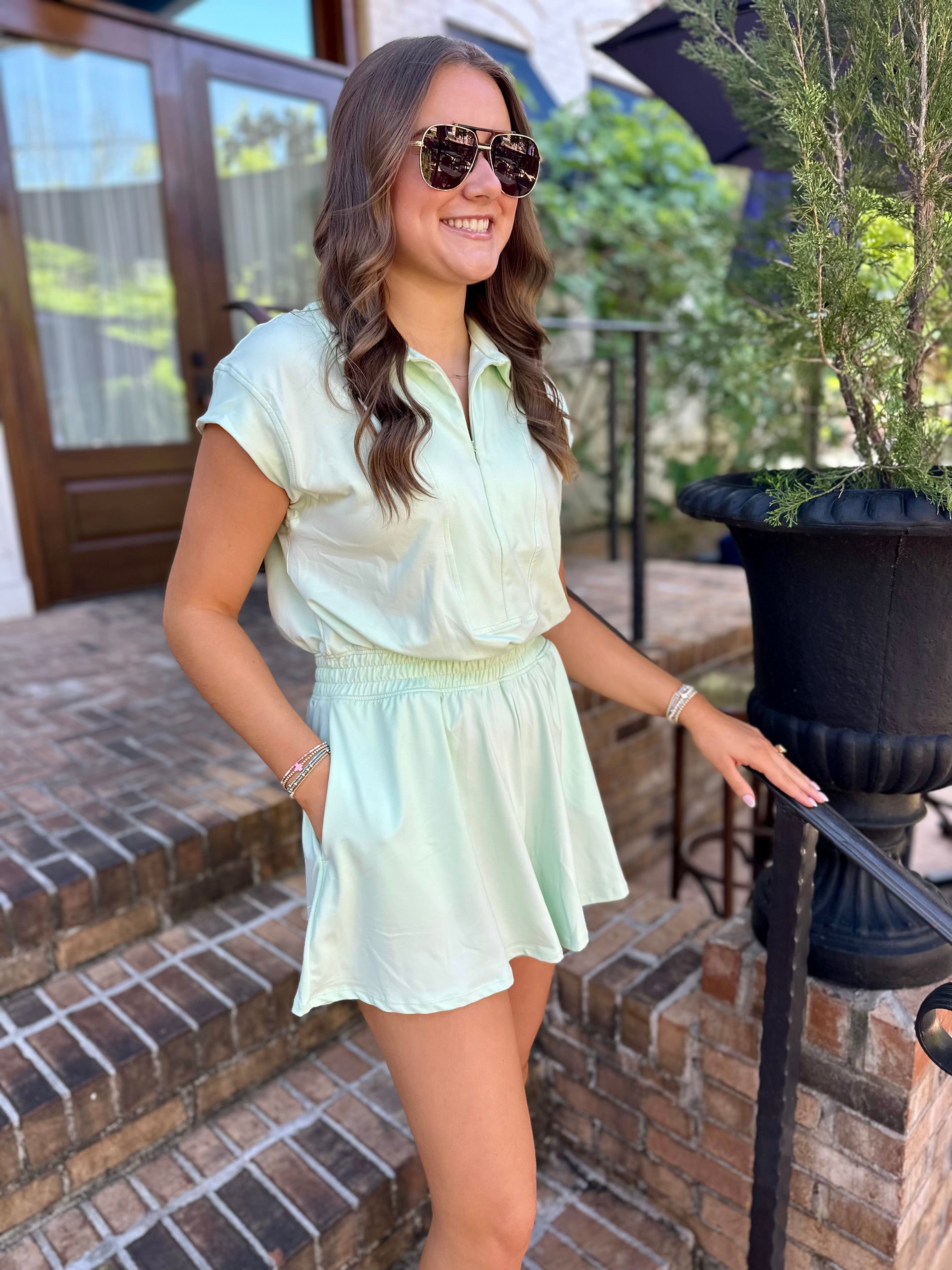 Last Call For Me Butter Soft Collar Tennis Romper