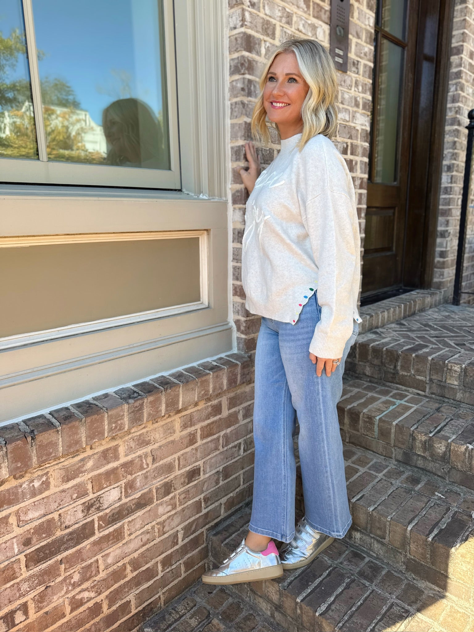 Peace and Joy Mock Neck Sweater