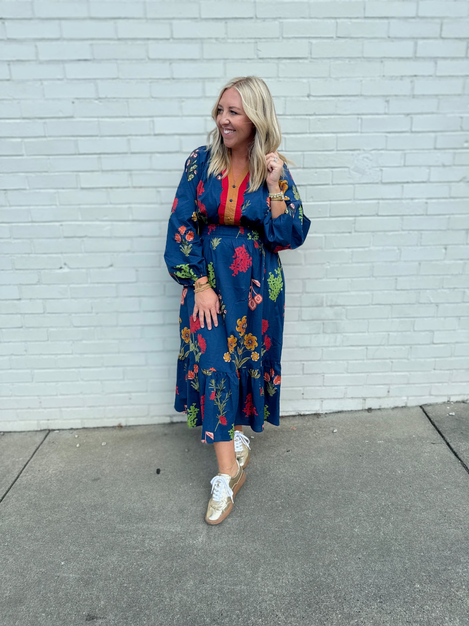 Coming Back Floral Scalloped Midi Dress
