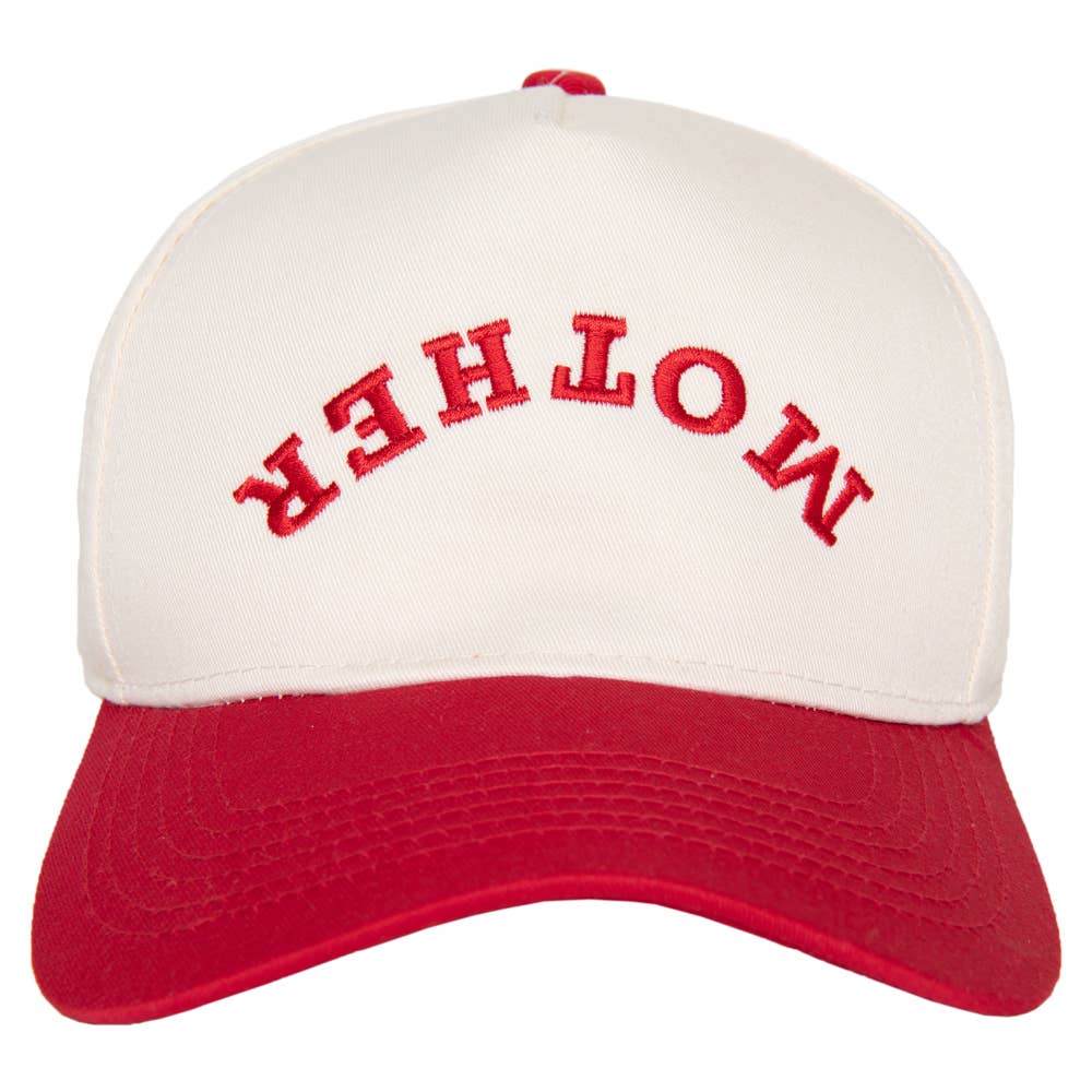 MOTHER Upside Down Mother's Day Two-Toned Vintage Hat: Red and Tan