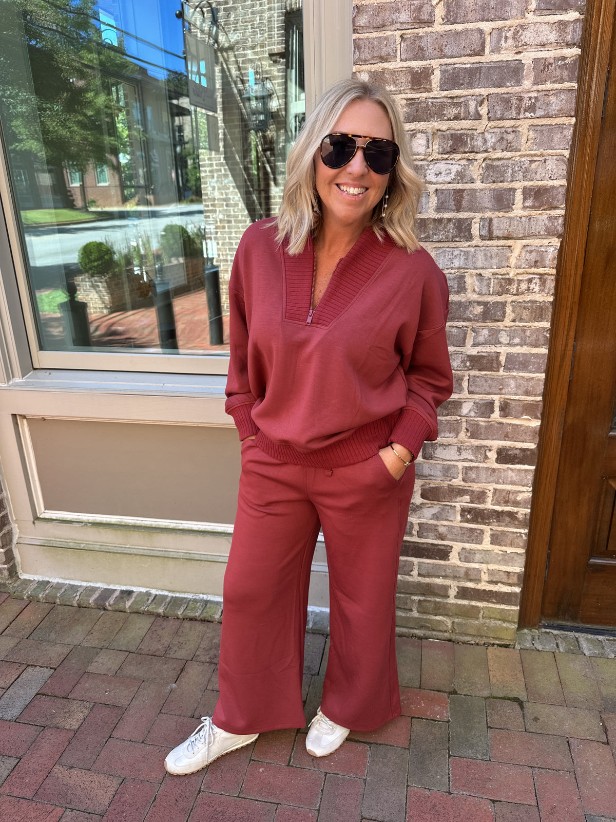 Cozy Merlot Cropped Wide Leg Pants