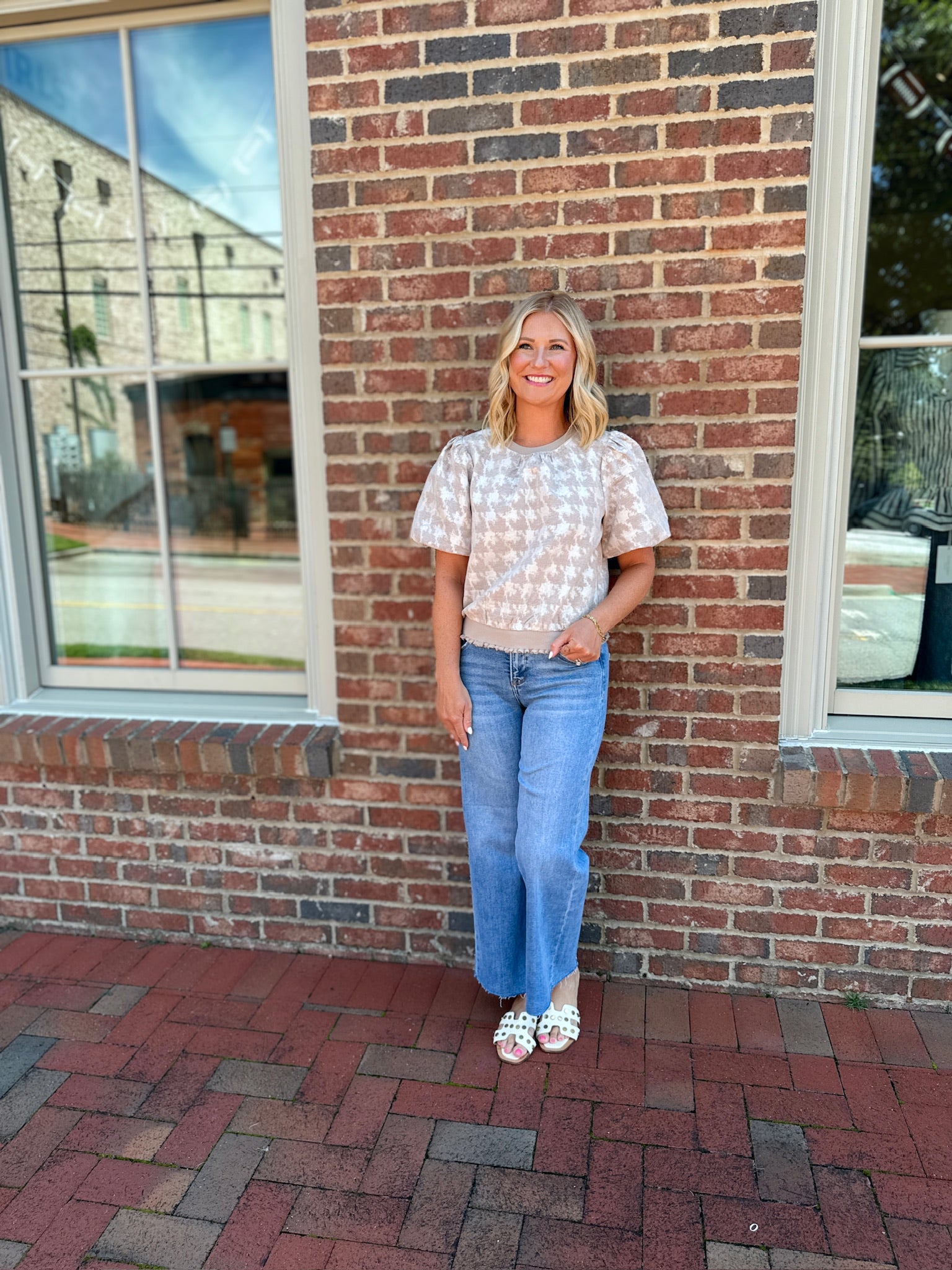 Happiness is Here Houndstooth Velvet Top