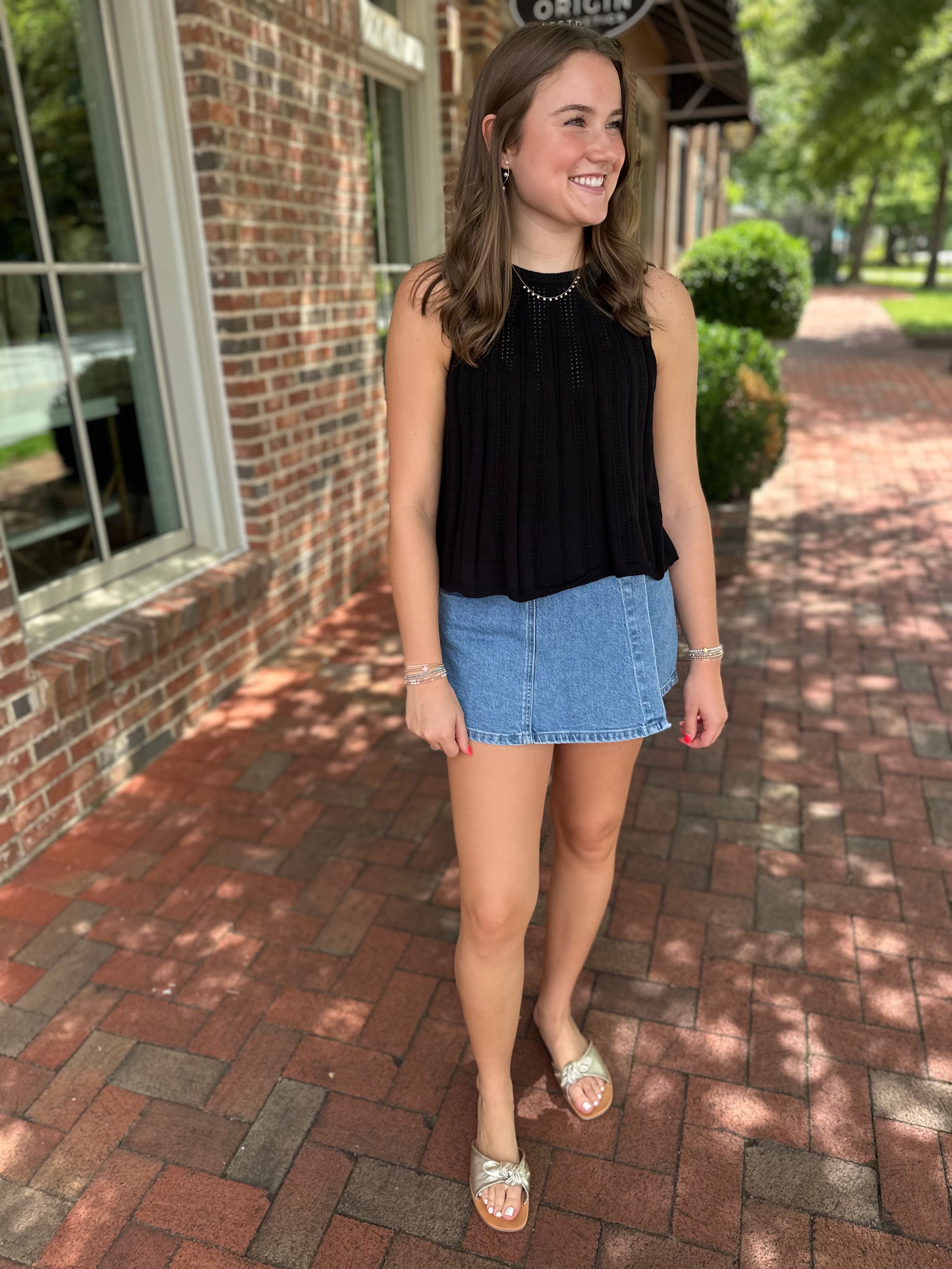 Victory Vibes Knit Tank in Black