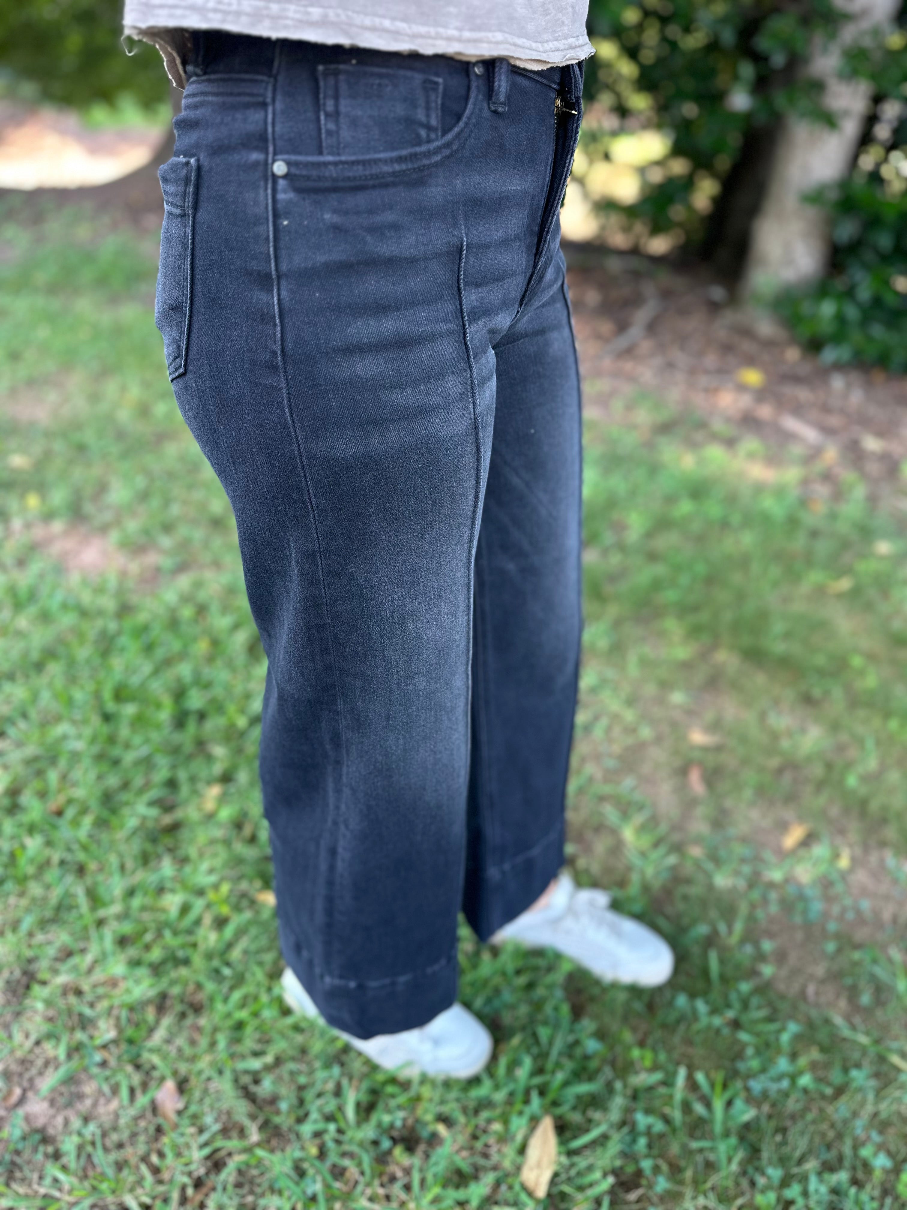 The Blakely Mid Rise Crop Wide Leg Jeans