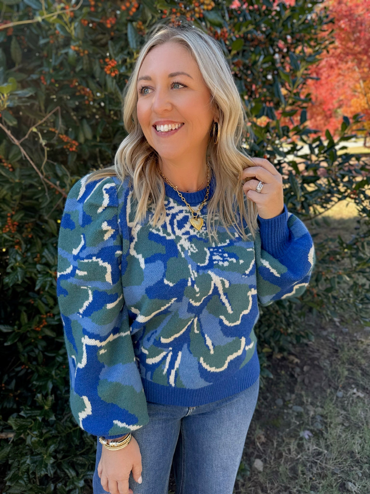 All For You Floral Puff Sleeve Sweater