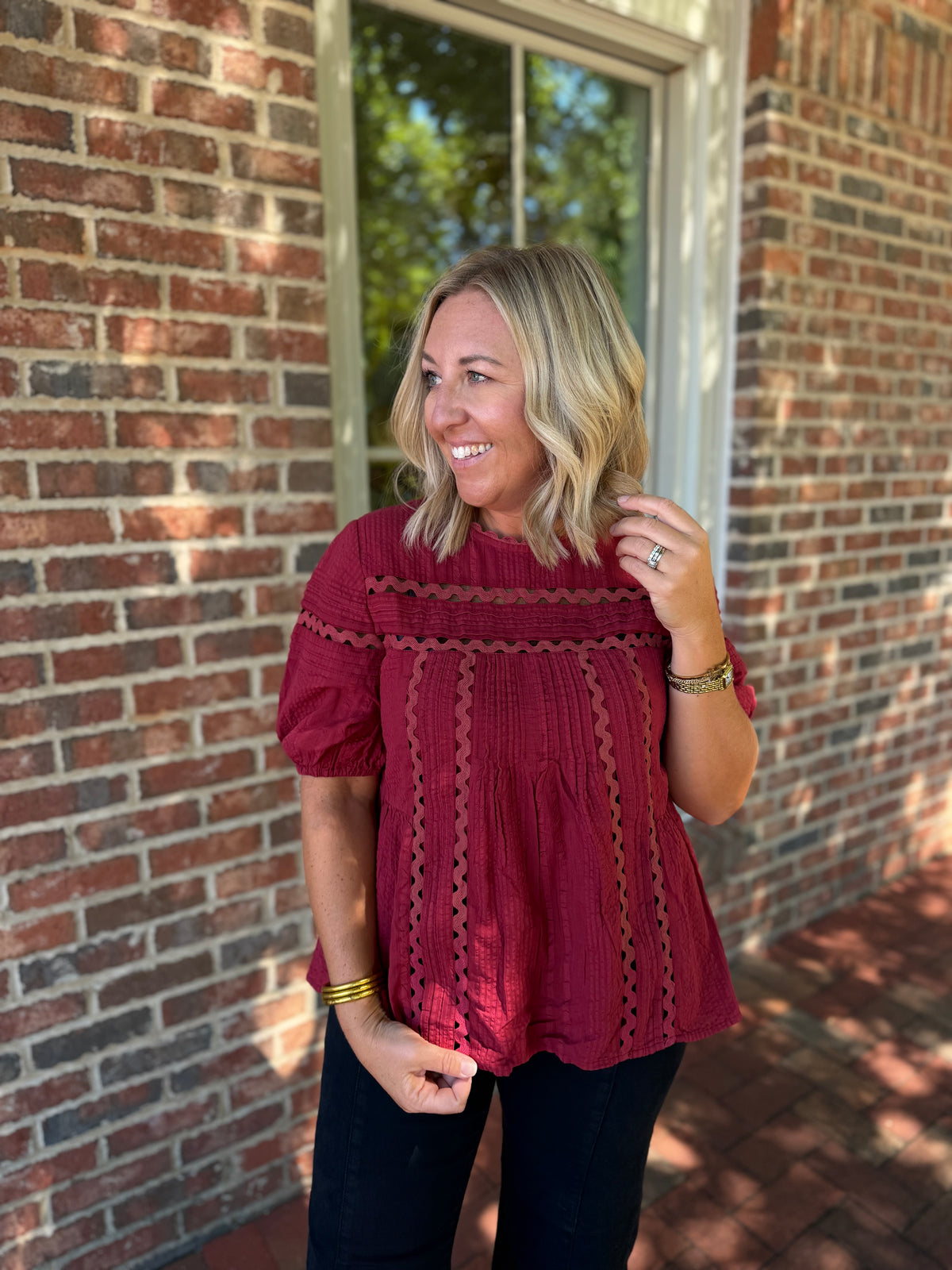 The Evie Lace Red Top