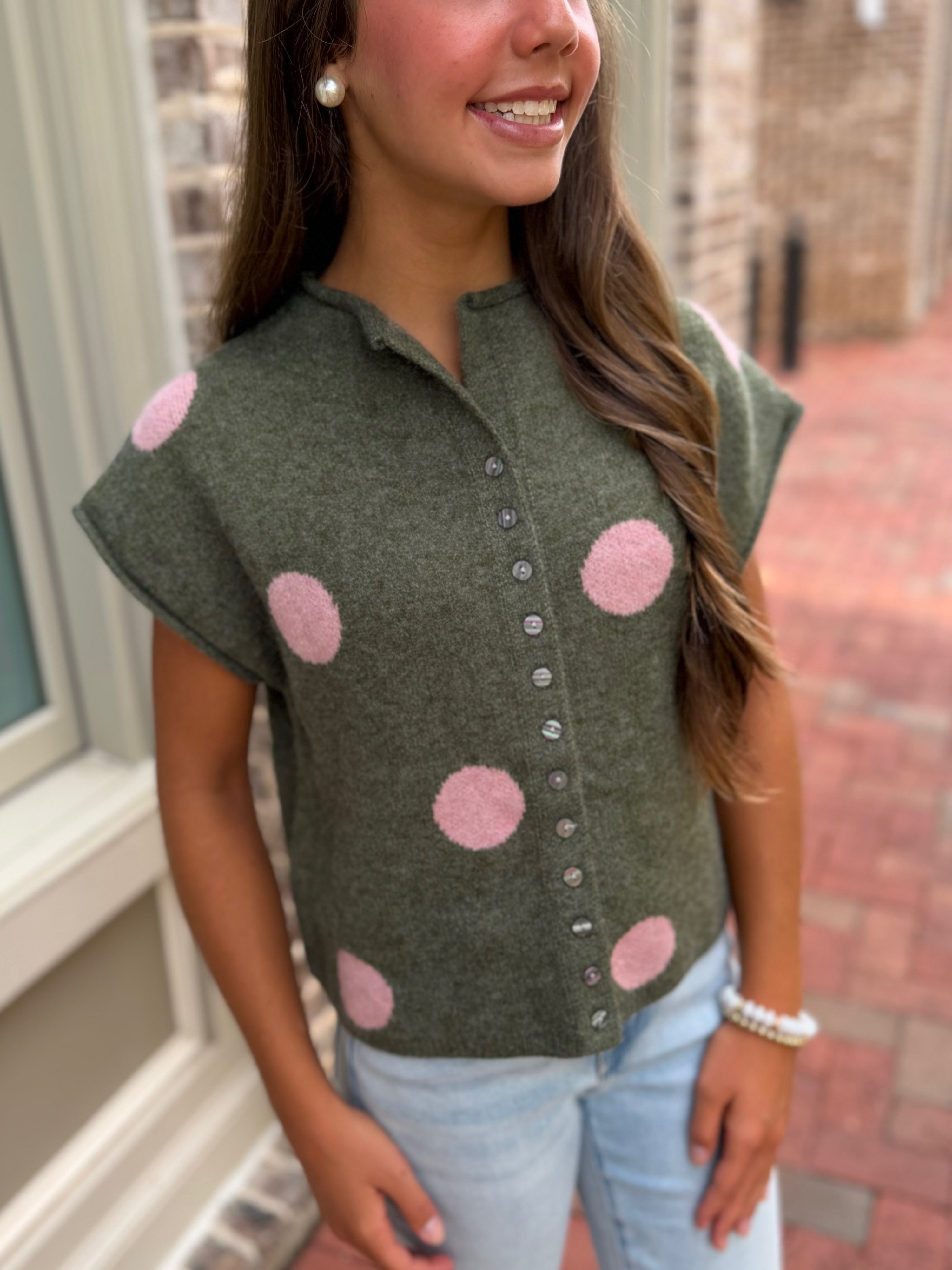 All About It Polka Dot Knit Cardigan