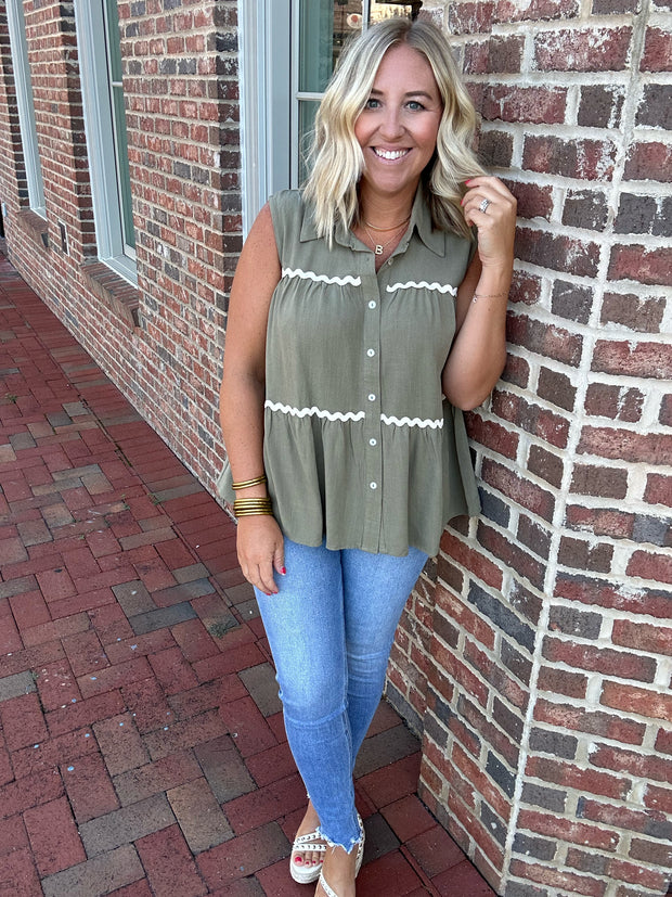 Something Amazing Tiered Button Down Shirt