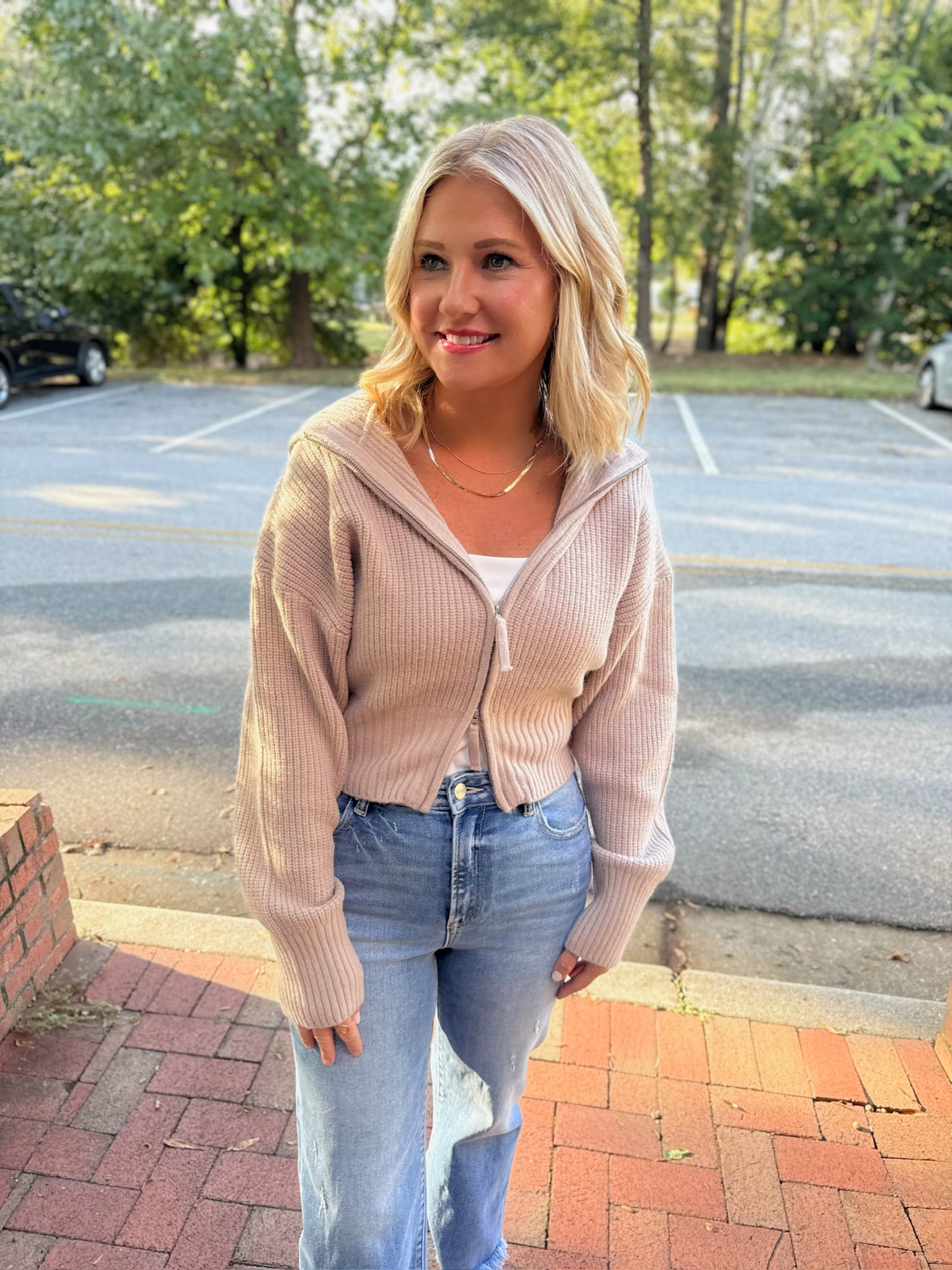 Nothing Like You Zip Up Collar Cardigan in Ash Mocha