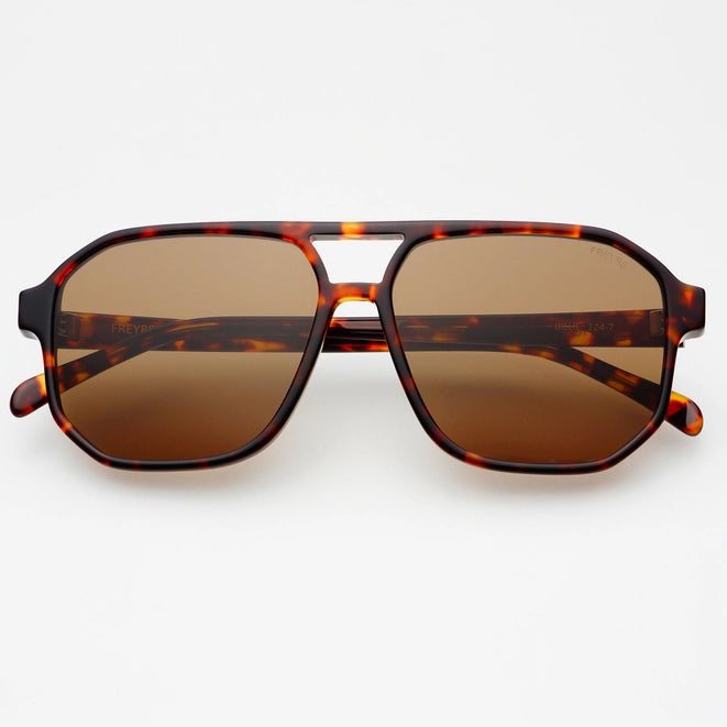 Billie Unisex Aviator Sunglasses- Dark Tortoise/ Solid Brown