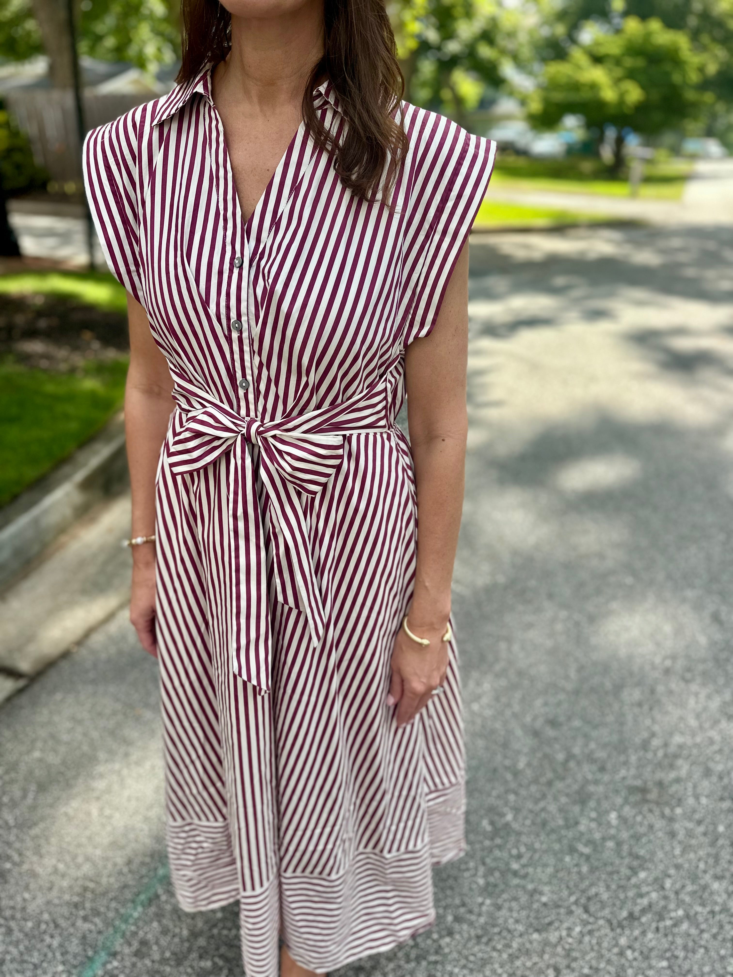 One More Thing Striped Midi Dress