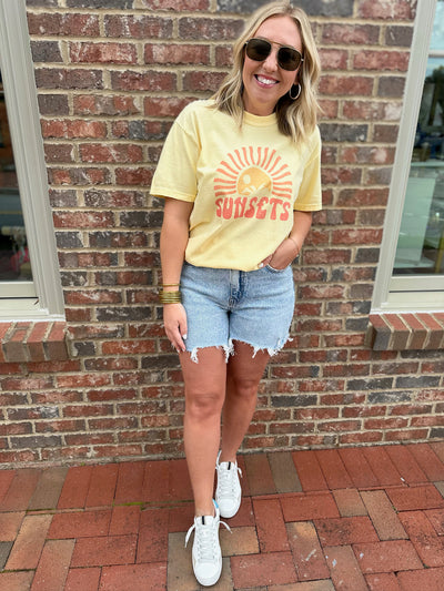 Forever Chasing Sunsets Graphic Tee-Yellow